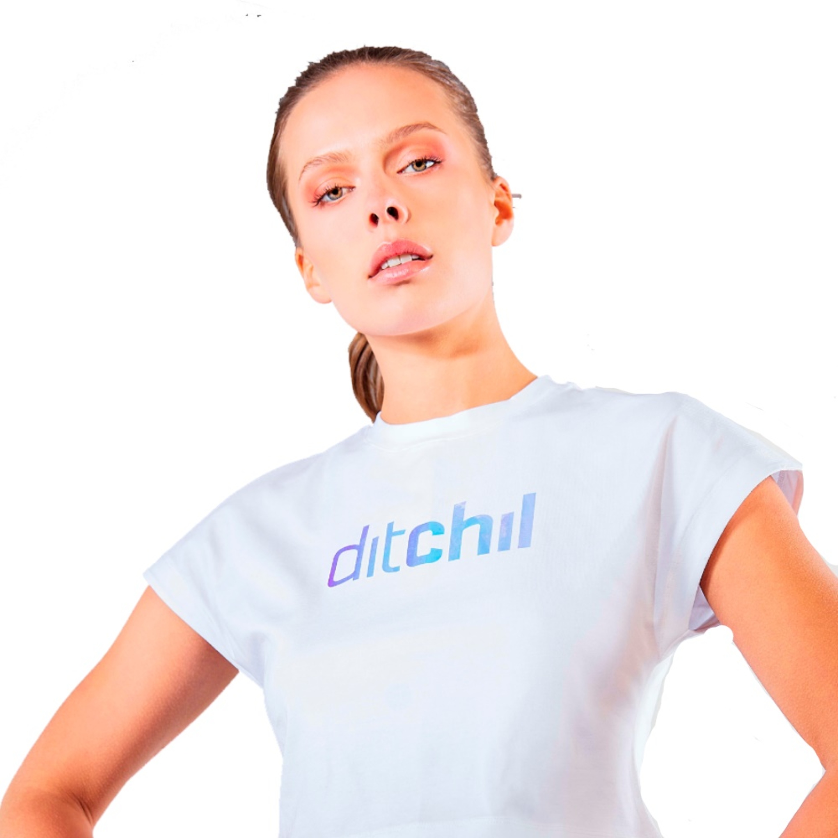 Camiseta Ditchil Just Ts00833 - Blanco - Camiseta Fitness Mujer.  MKP