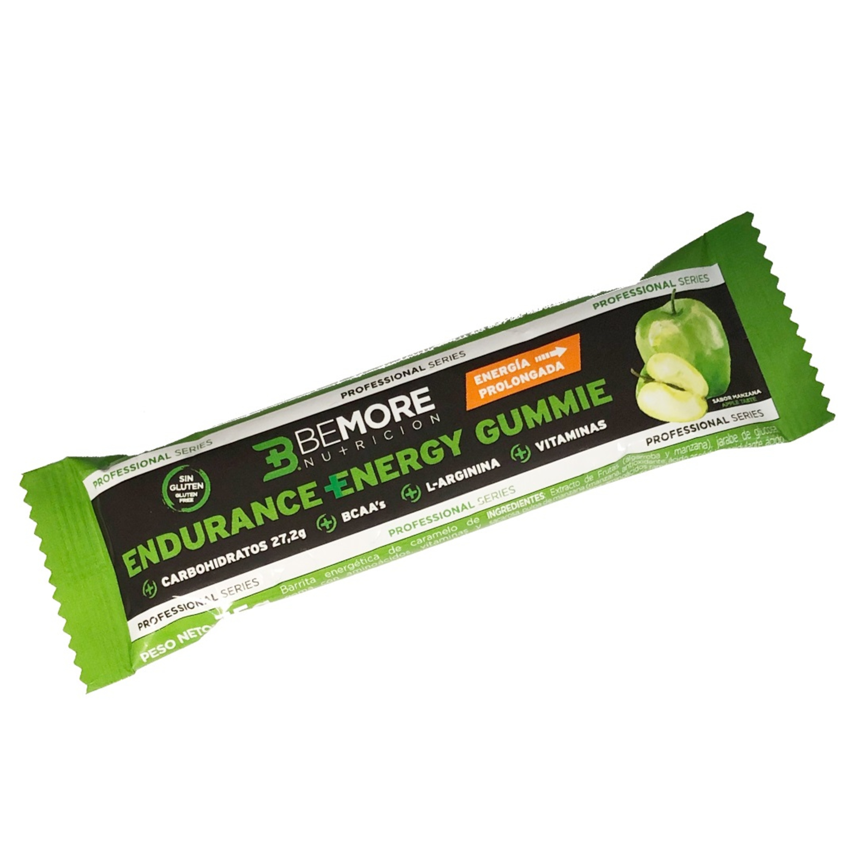 Endurance +energy Gummie Bar. Energía Prolongada. Sin Alérgenos. Sabor Manzana Verde