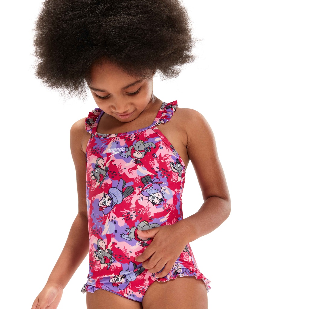 Baby Girls Printed Thin Strap Frill One Piece Swimsuit (fato De Banho De Uma Peça Com Alças Finas) Speedo Learn To Swim