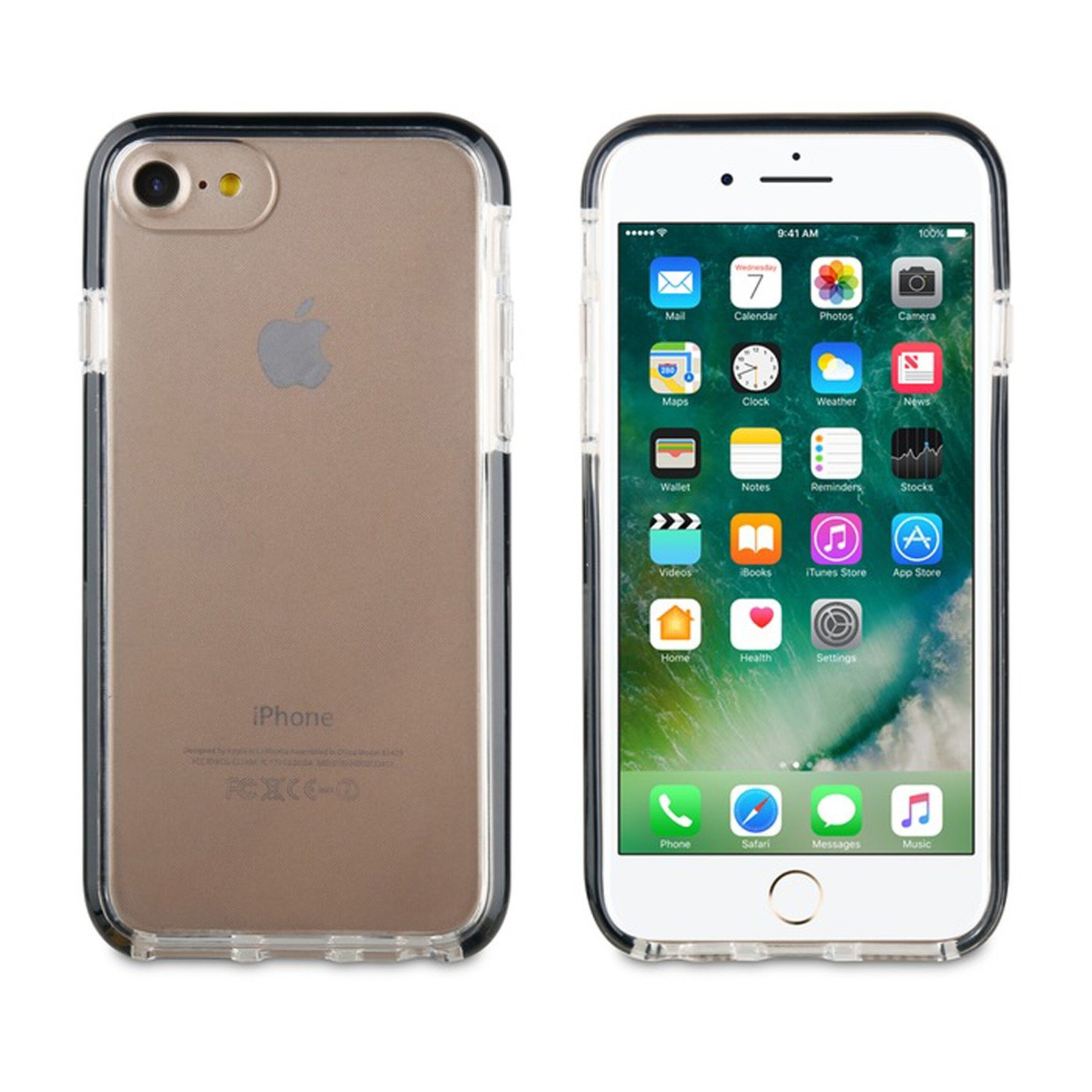 Muvit Tiger Soft Funda Apple Iphone 8/7 Shockproof 2m Transparente + Borde Negro