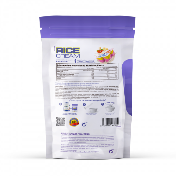 Rice Cream (crema De Arroz Precocida) - 2kg De Mm Supplements Sabor Fresa Banana