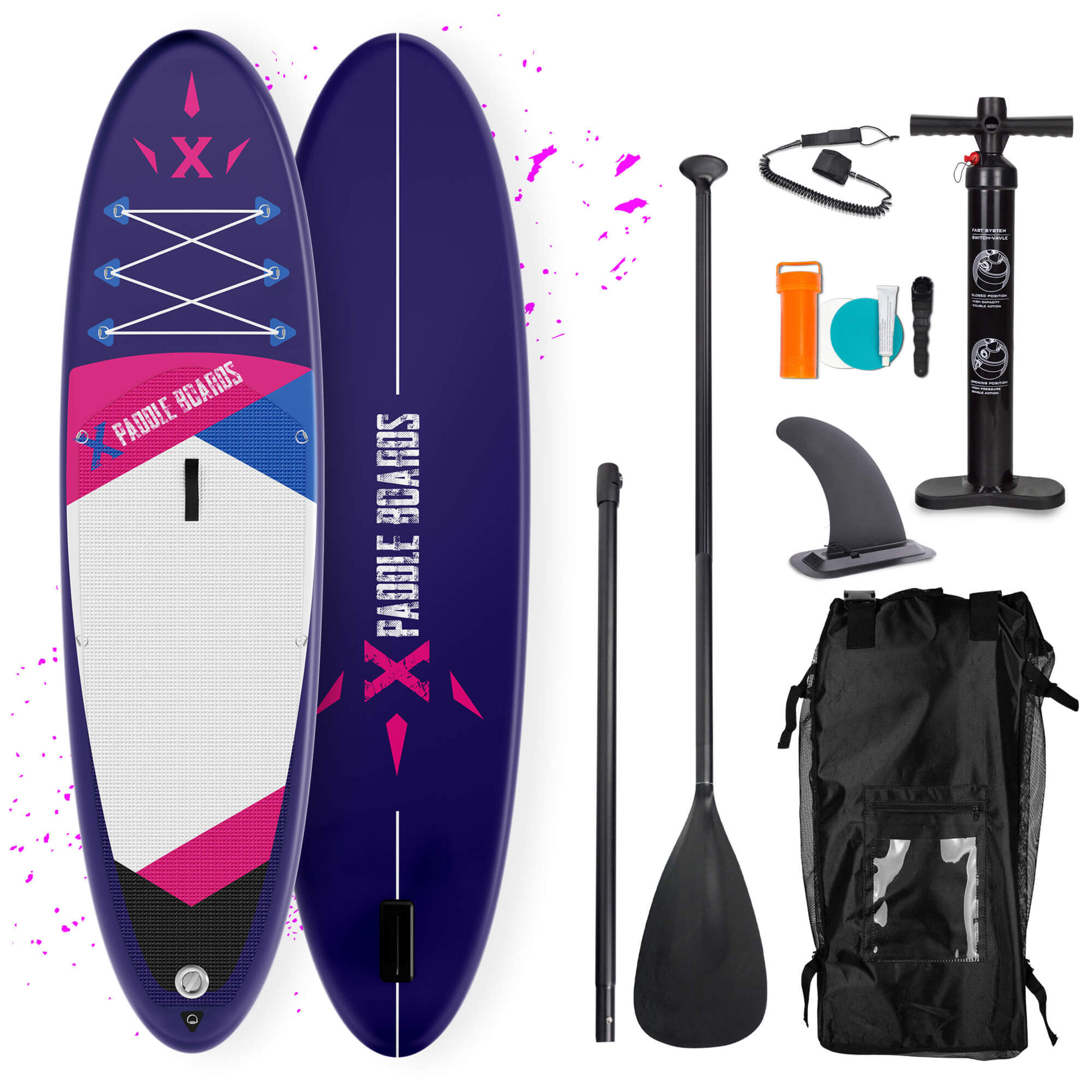 Tabla De Paddle Surf Hinchable X2 305 X 82 X 15cm - negro-morado - 