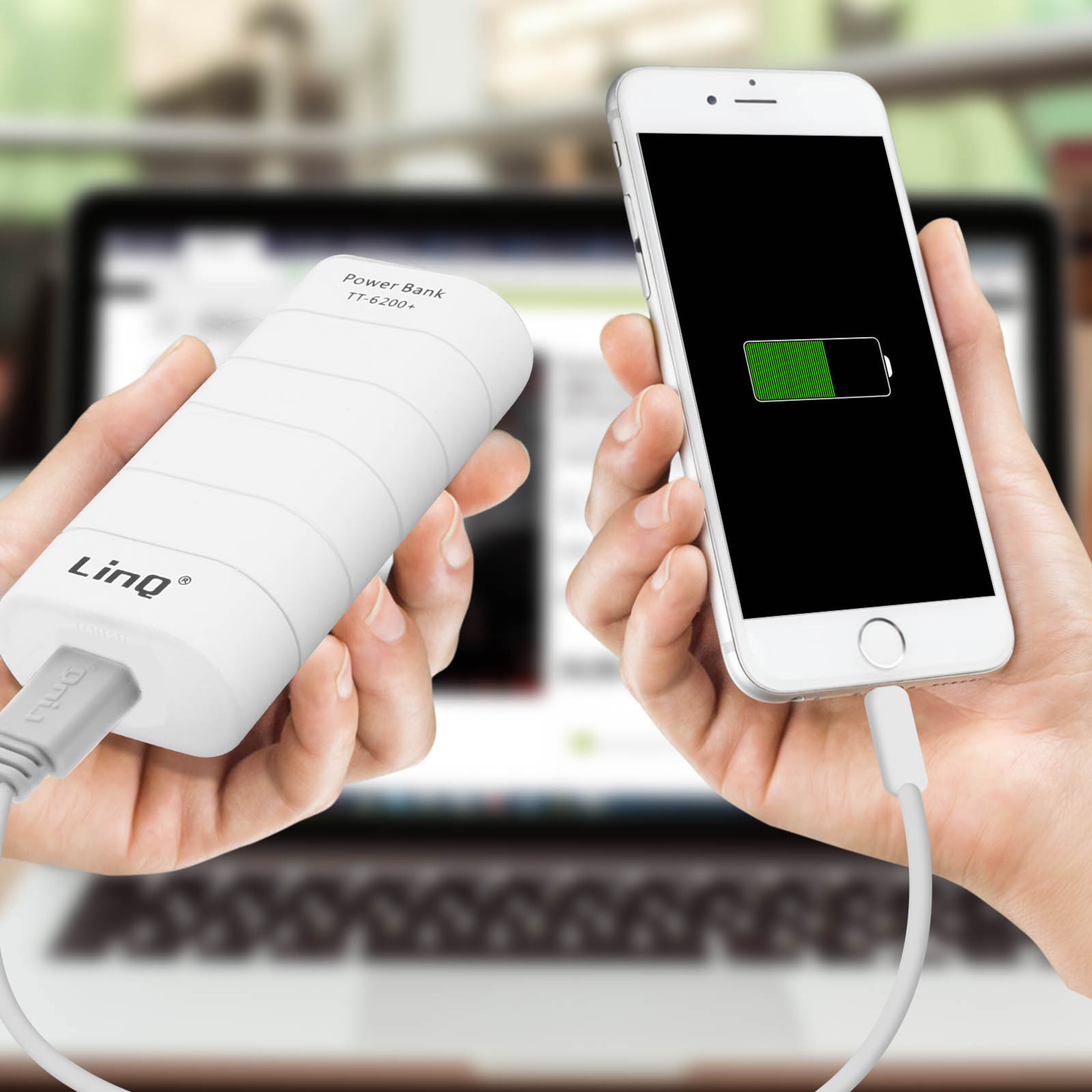 Powerbank 6000 Mah Y Cables Lightning, Micro-usb Y Usb-clinq