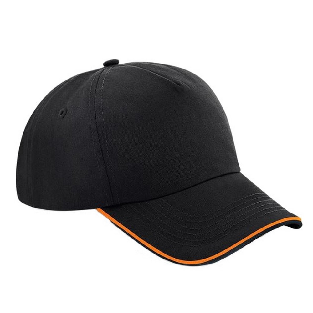 Gorra De Cinco Paneles Diseño Auténtico Beechfield - negro-naranja - 