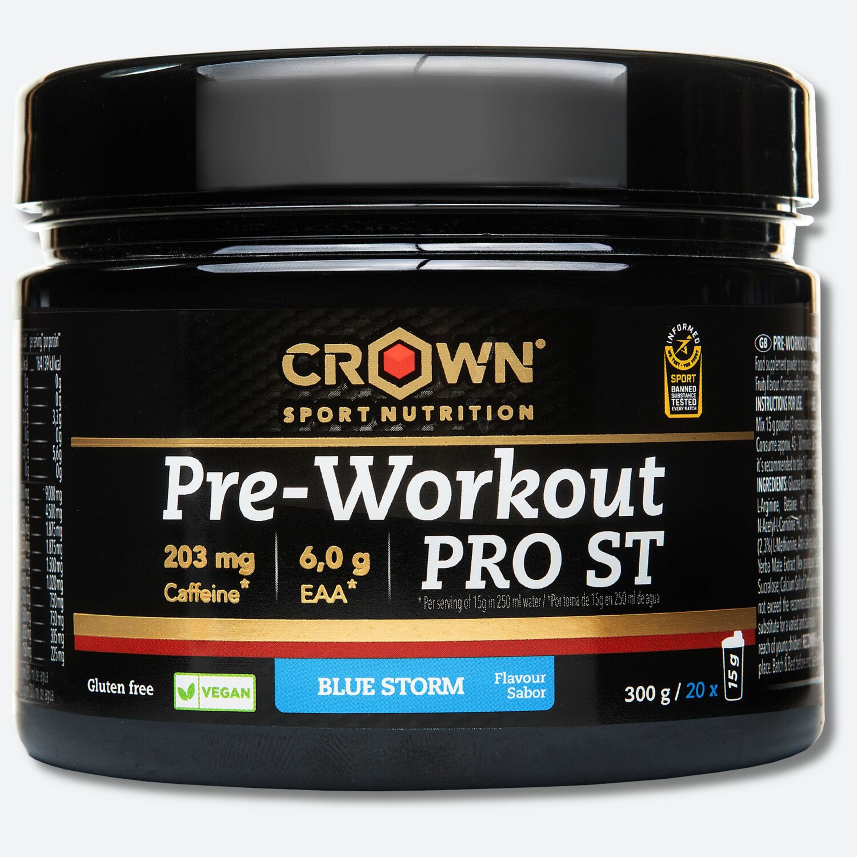 Bote De Pre Entreno De 300g Crown Sport Nutrition Blue Storm