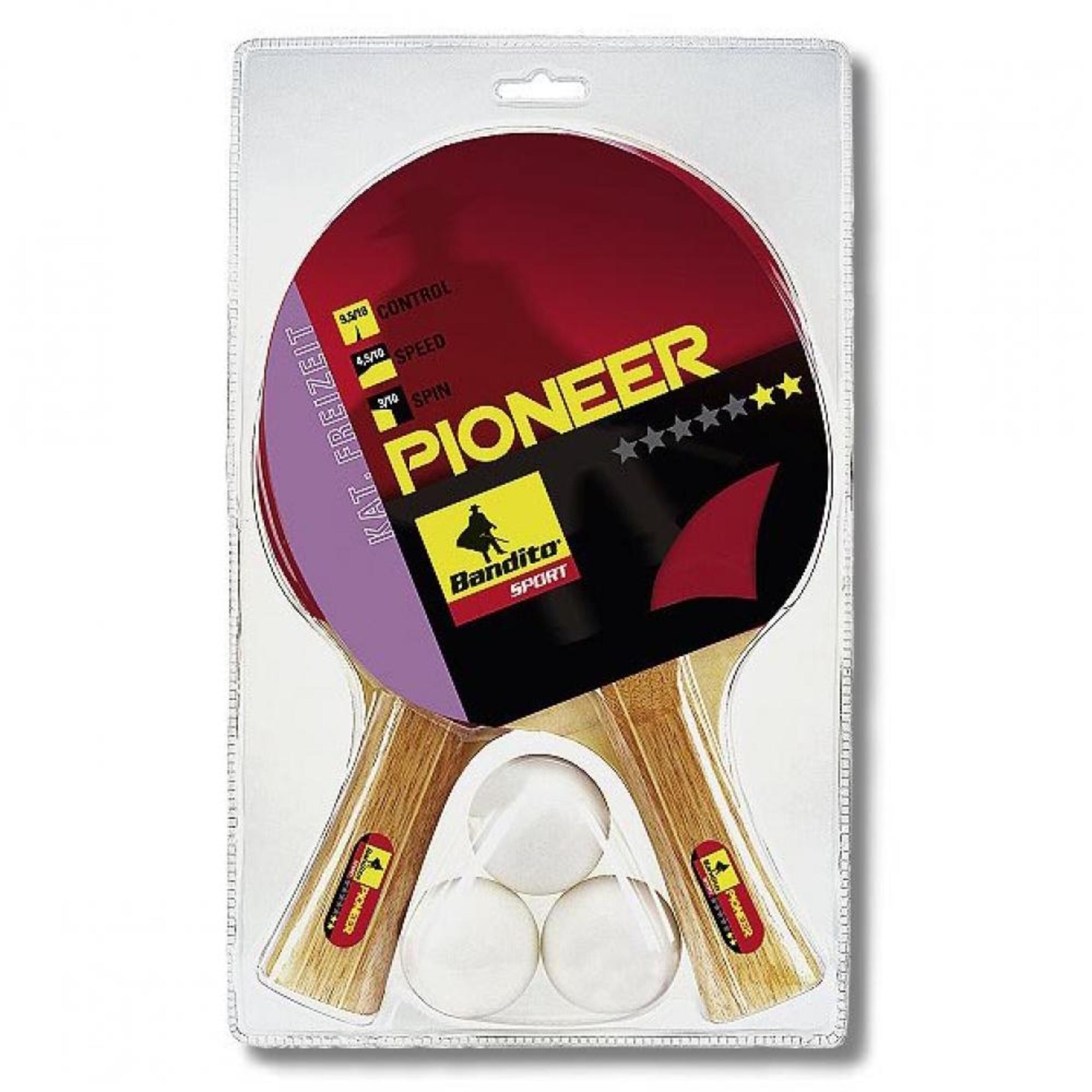 Pack 2 Pala Ping Pong + 3 Bolas Bandito Sport Pioneer  4112.02 - negro - 
