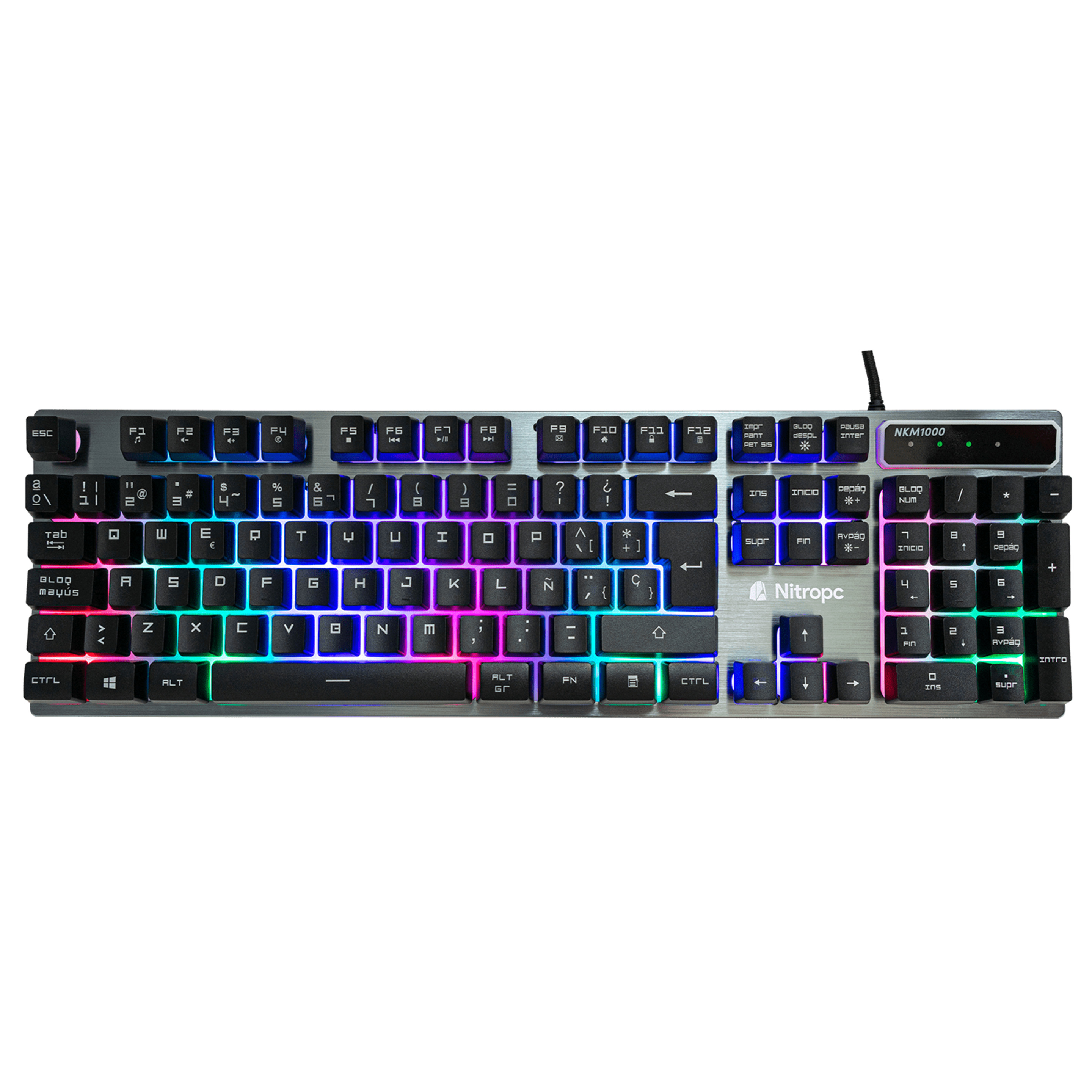 Combinação De Jogos - Nitropc Nkm1000s Com Teclado De Membrana, Rato Com Iluminação Rgb E 8.000 Dpi