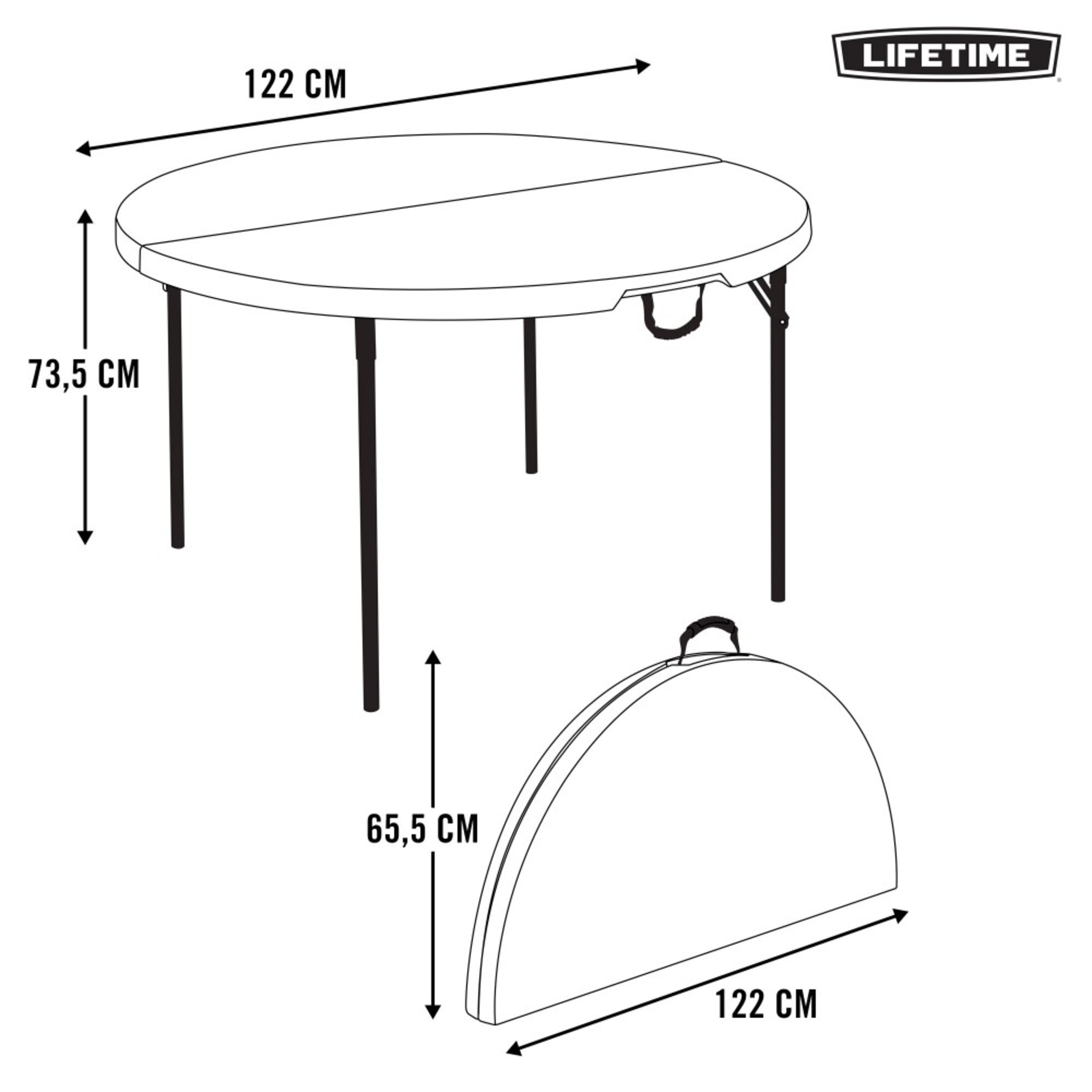 Mesa Dobrável Redonda ø122 X 74 Cm