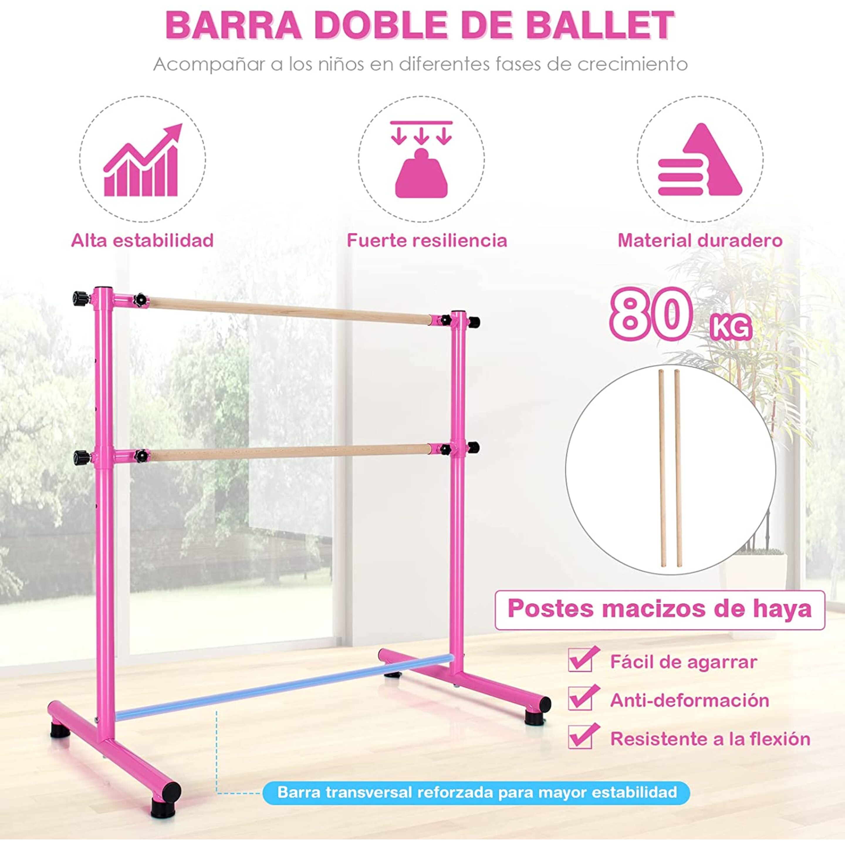 Doble Barra De Ballet Costway  120 Cm