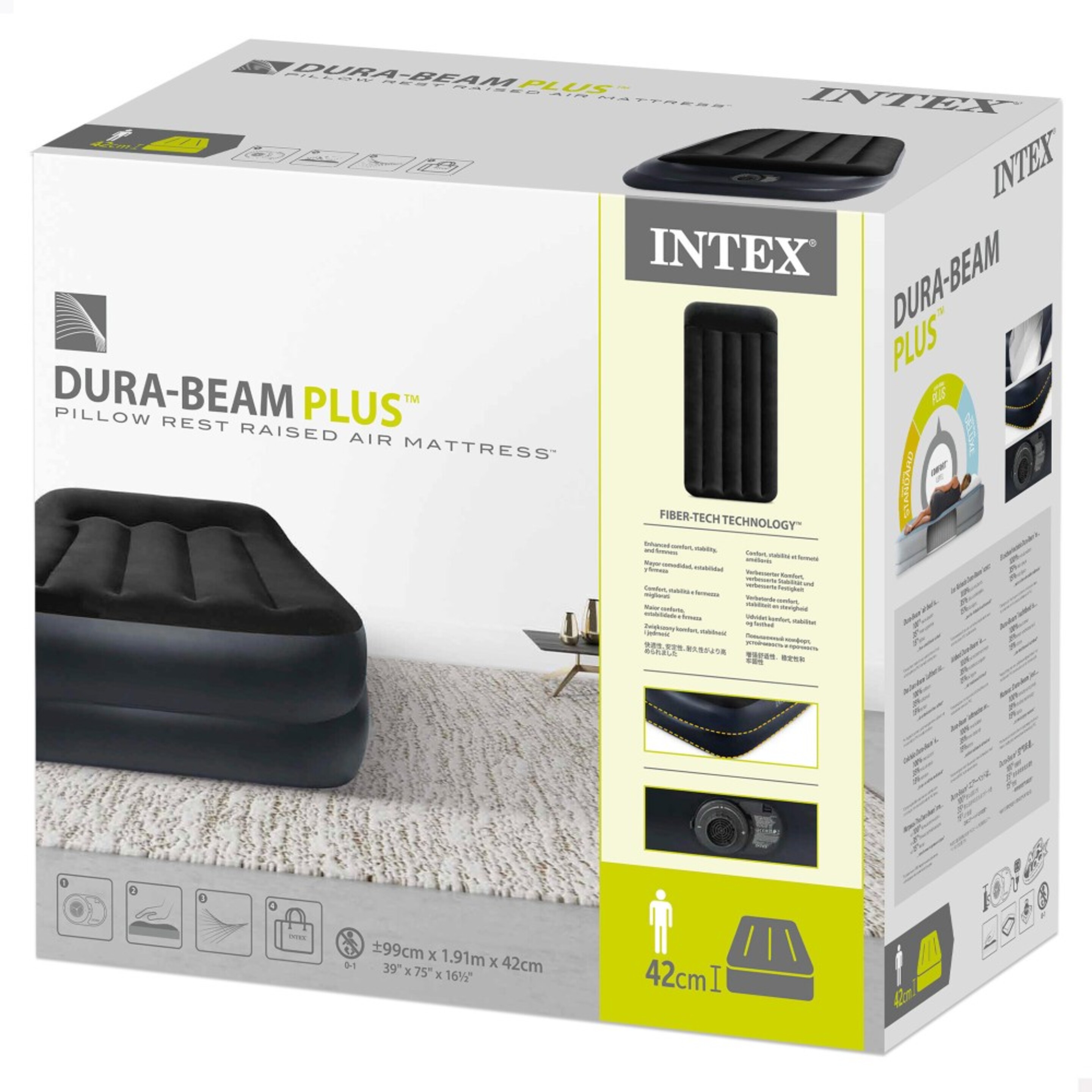 Colchón Hinchable Intex Dura-beam Plus Pillow Rest - 99x191x42 Cm - Negro  MKP