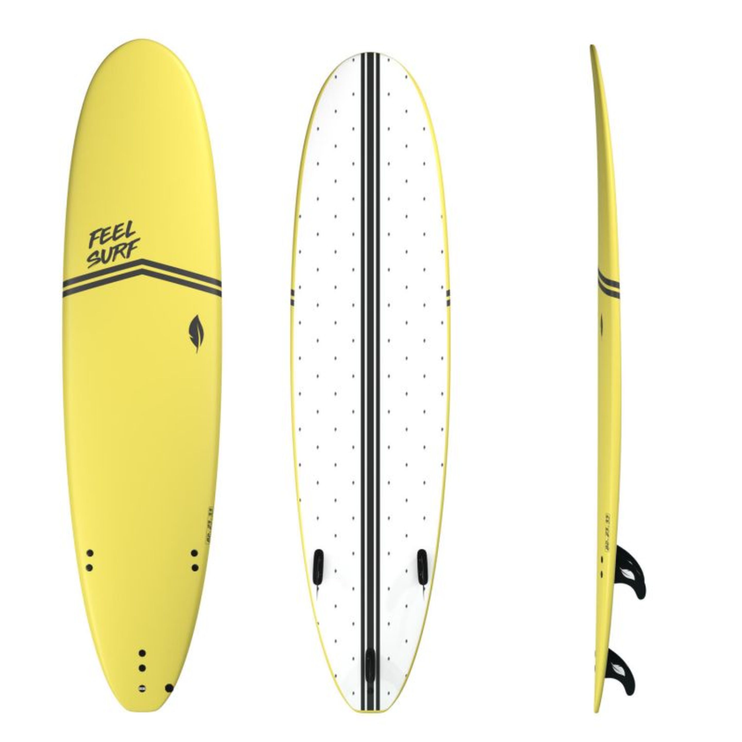 Tabla De Surf Espuma 8' Feel Surf - 8'0 X 23 X 3 5/16 - 69.52l - amarillo - 