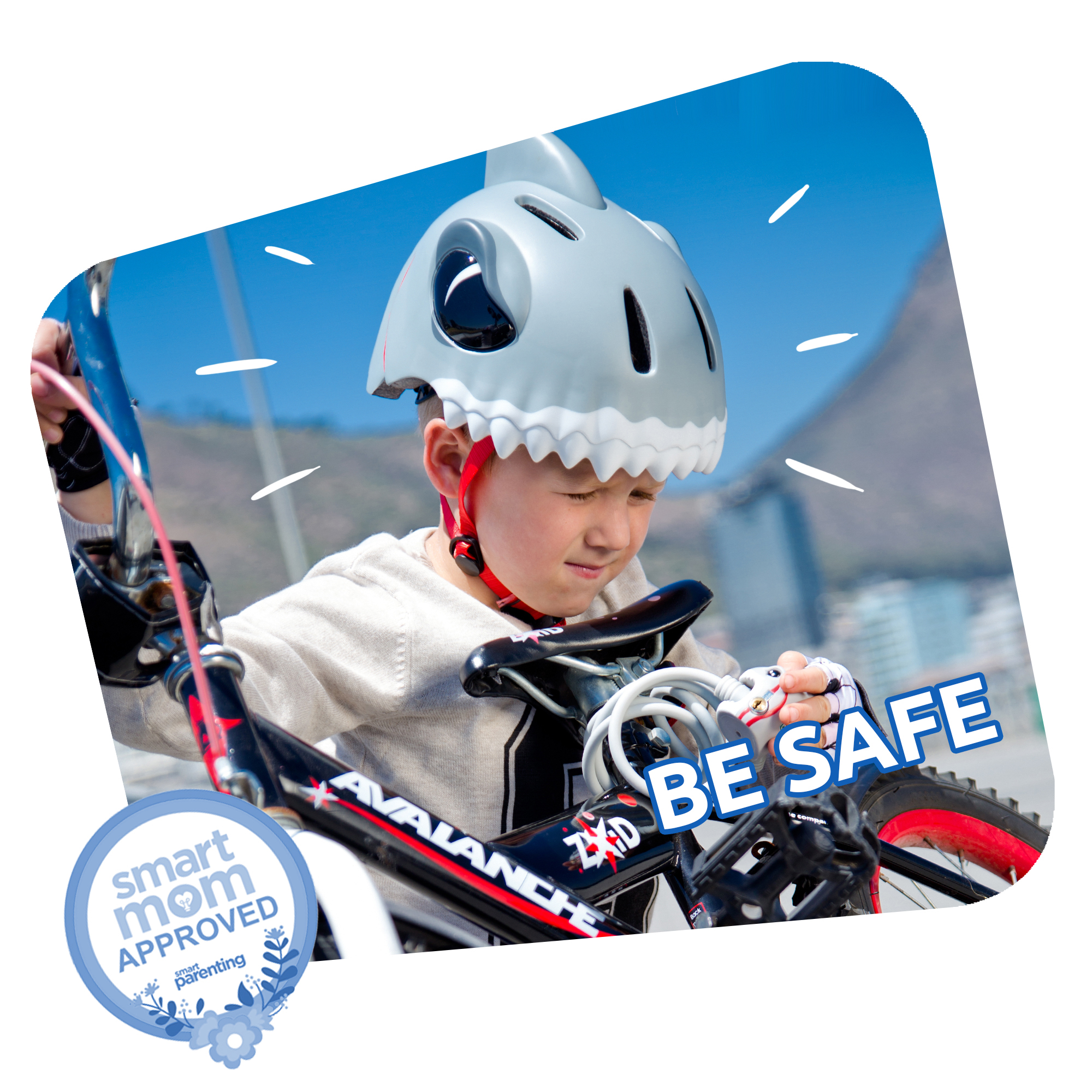 Casco De Bicicleta Para Niños | Tiburón Gris | Crazy Safety | Certificado En1077