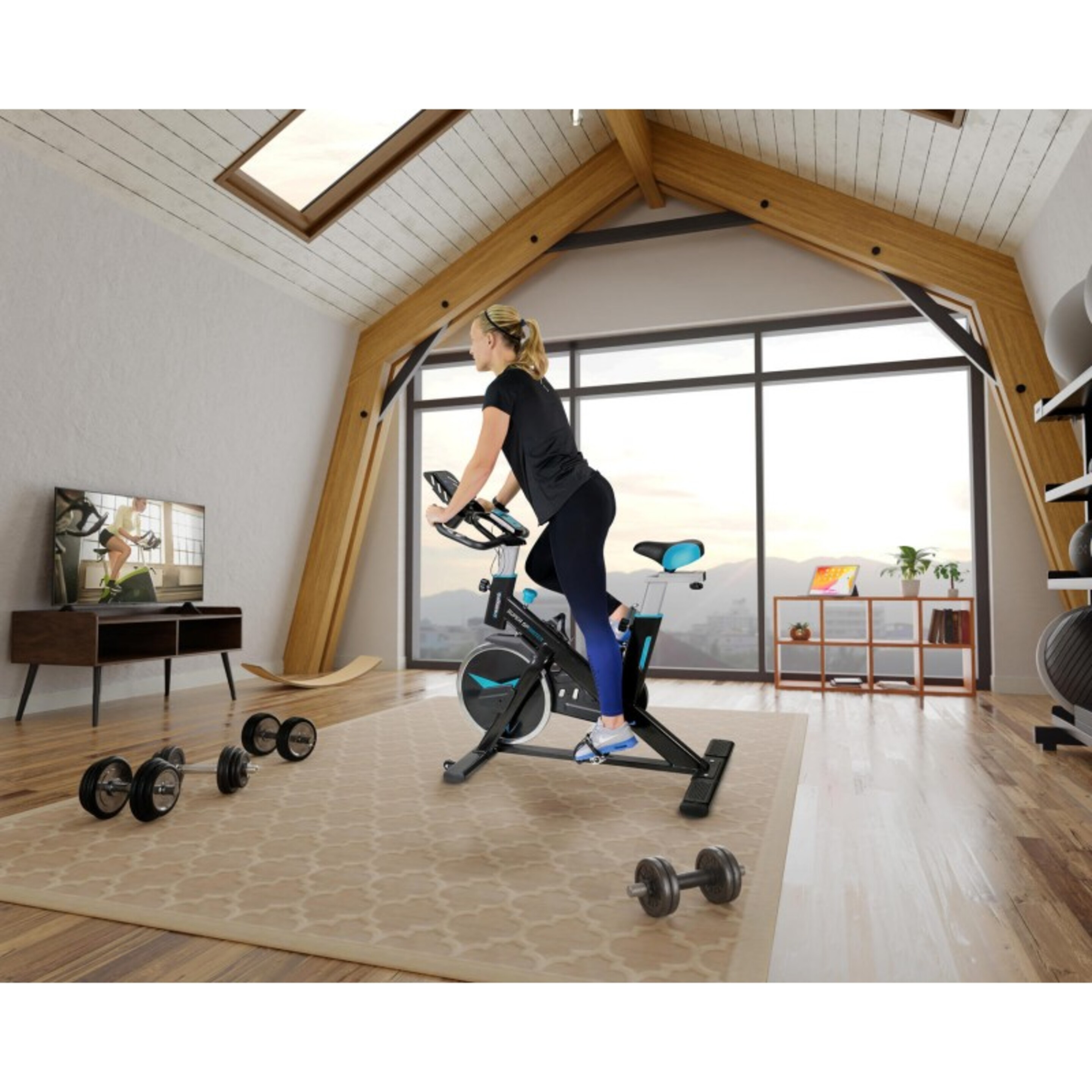 Bicicleta Spinning Sprinter Con Rueda Inercia 13kg  Resistencia Manual Magnetica  Cardio Training - negro - 