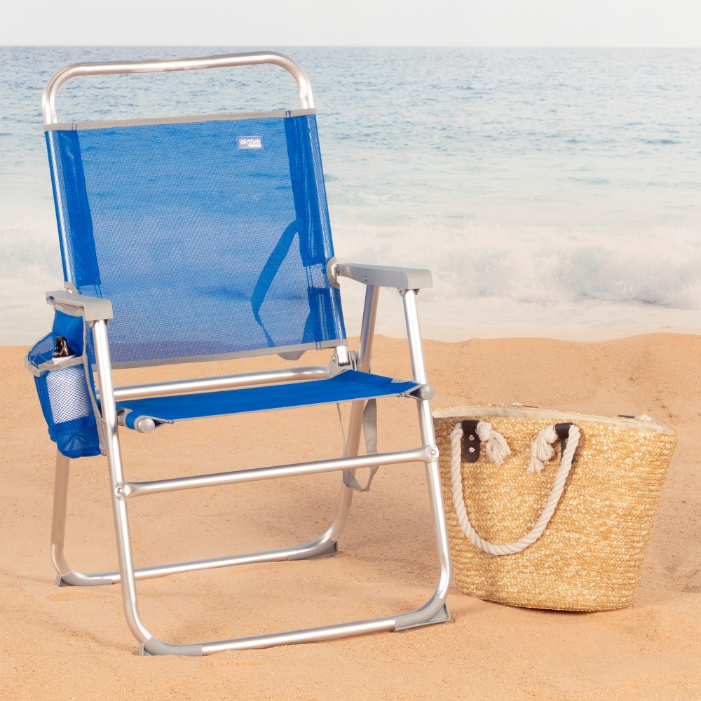 Cadeira De Praia Dobrável Fixa Azul Aktive Beach | Sport Zone MKP