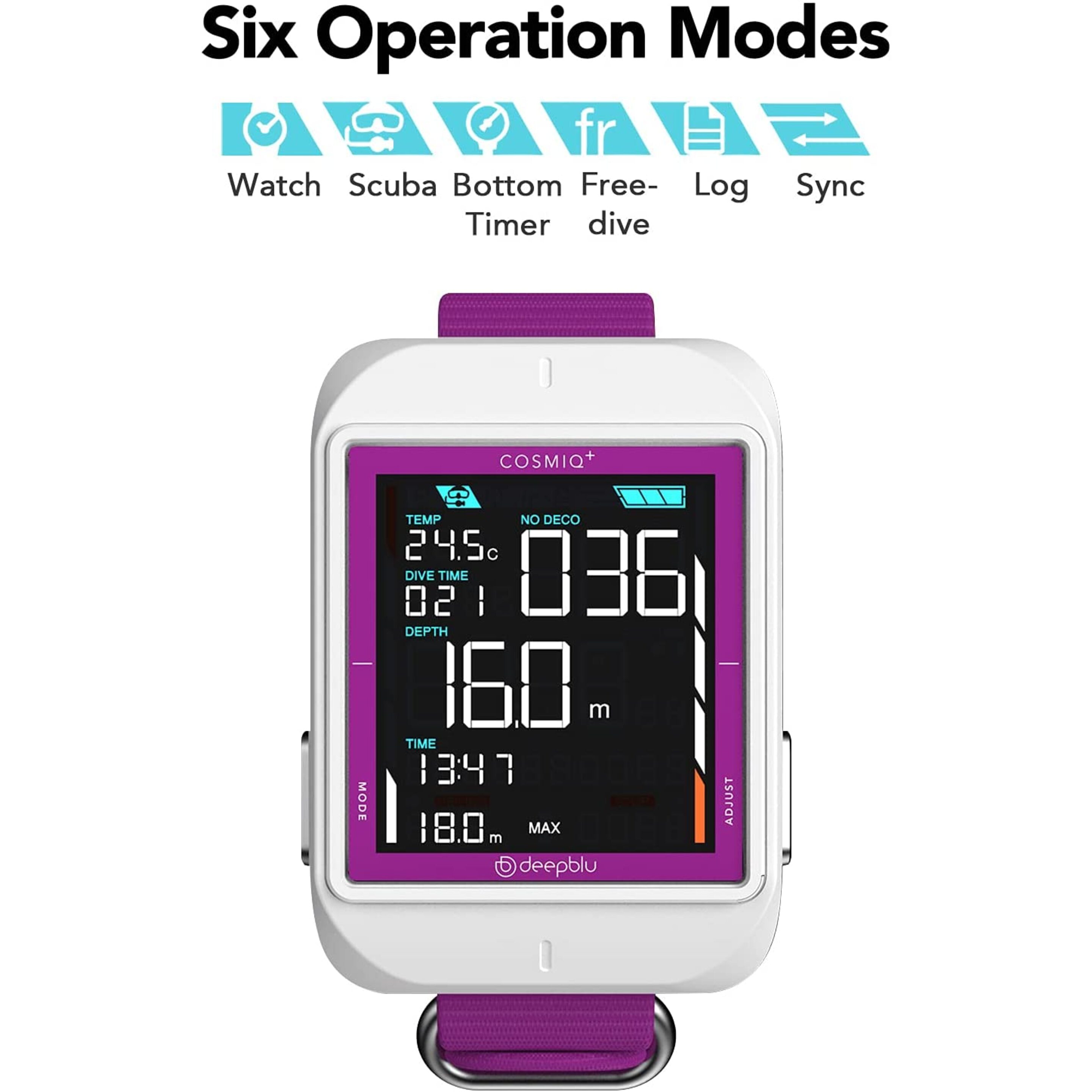 Smartwatch Buceo Deepblu Cosmiq - Morado - Bluetooth, Freediving Scuba Watch  MKP