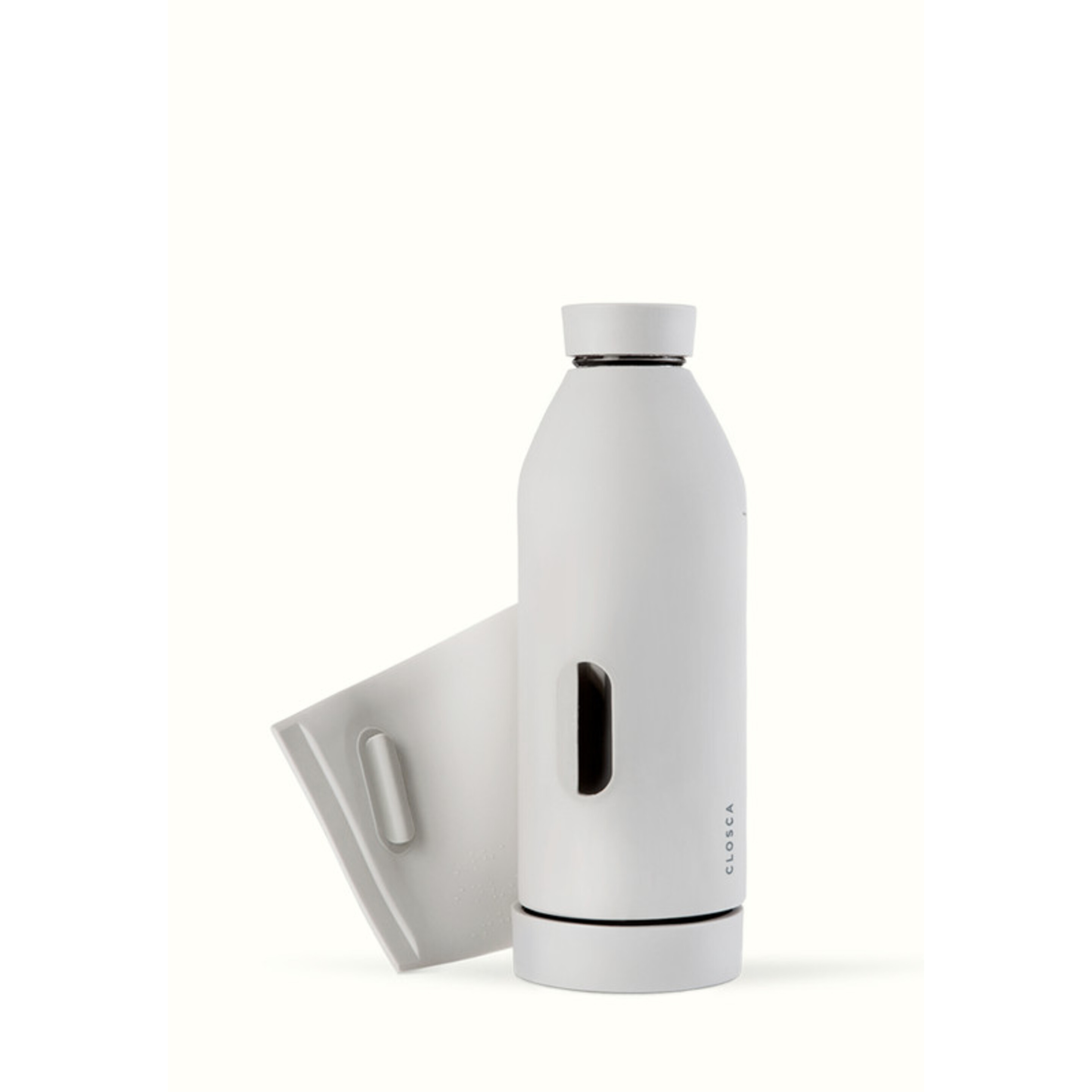 Botella De Agua Clásica De Vidrio De 420 Ml - Blanco - Doble Apertura Y Sistema De Agarre.  MKP