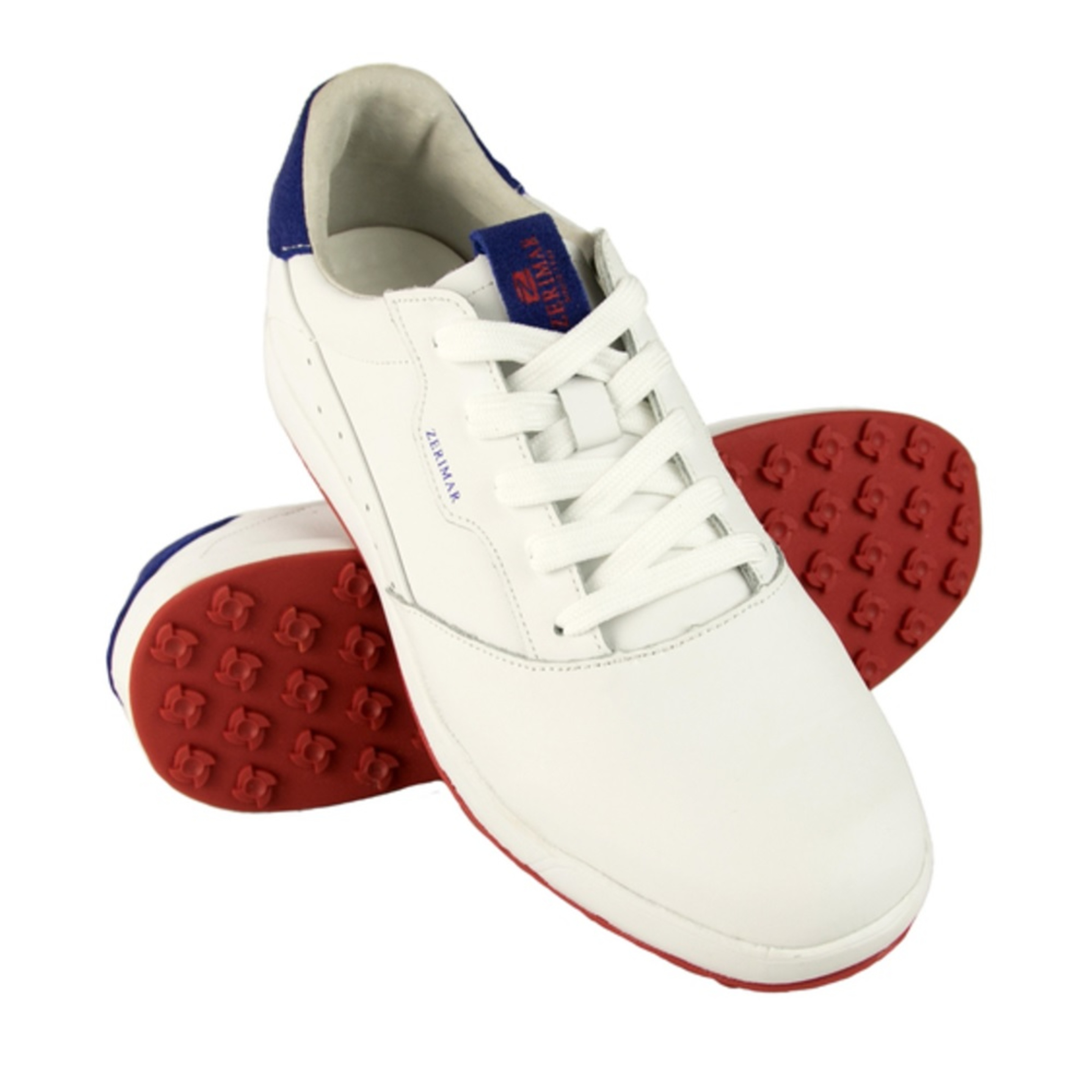 Zapatos De Golf Zerimar Cuero - Blanco/Azul - Zapatos Golf Unisex Zapatillas Piel  MKP