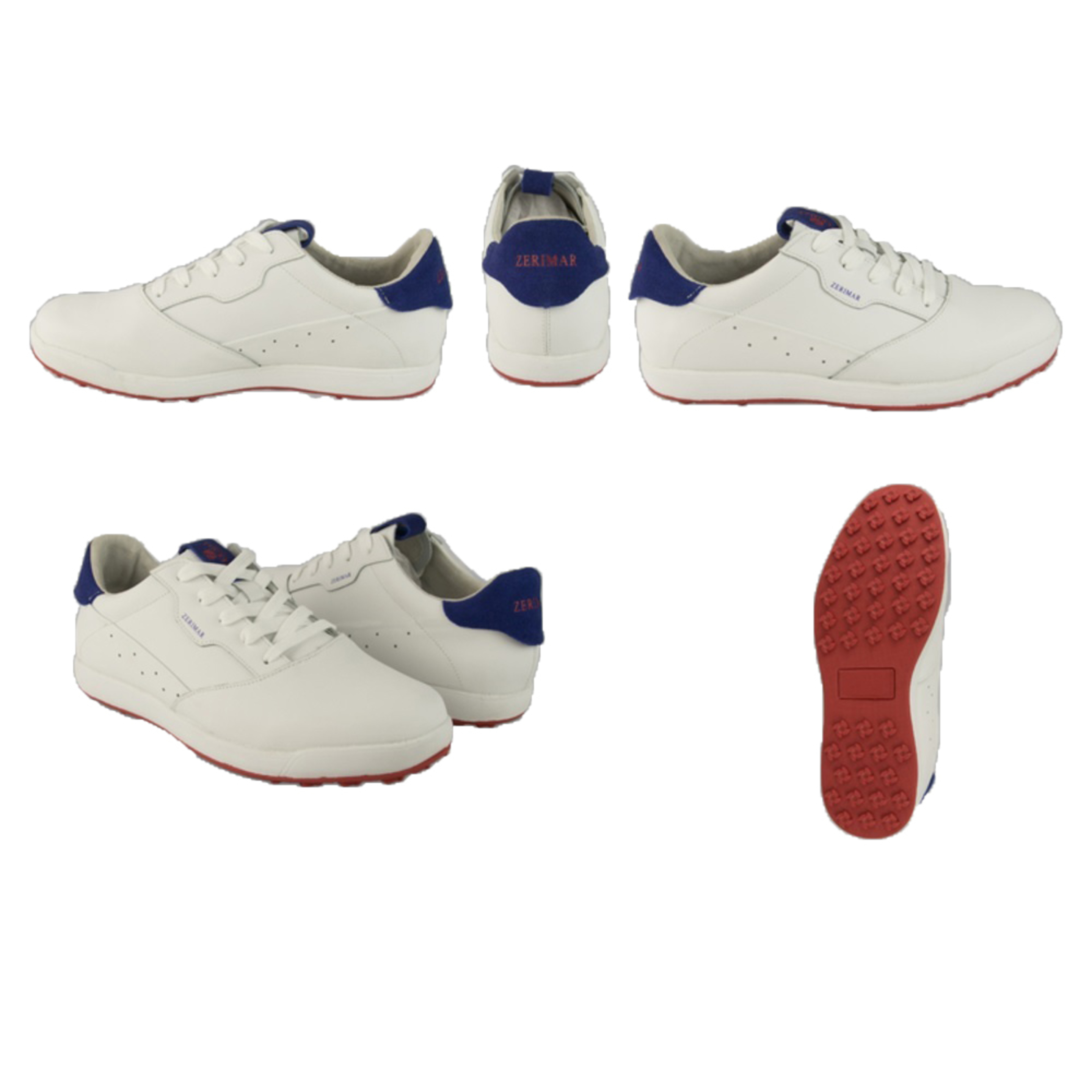 Zapatos De Golf Zerimar Cuero - Blanco/Azul - Zapatos Golf Unisex Zapatillas Piel  MKP