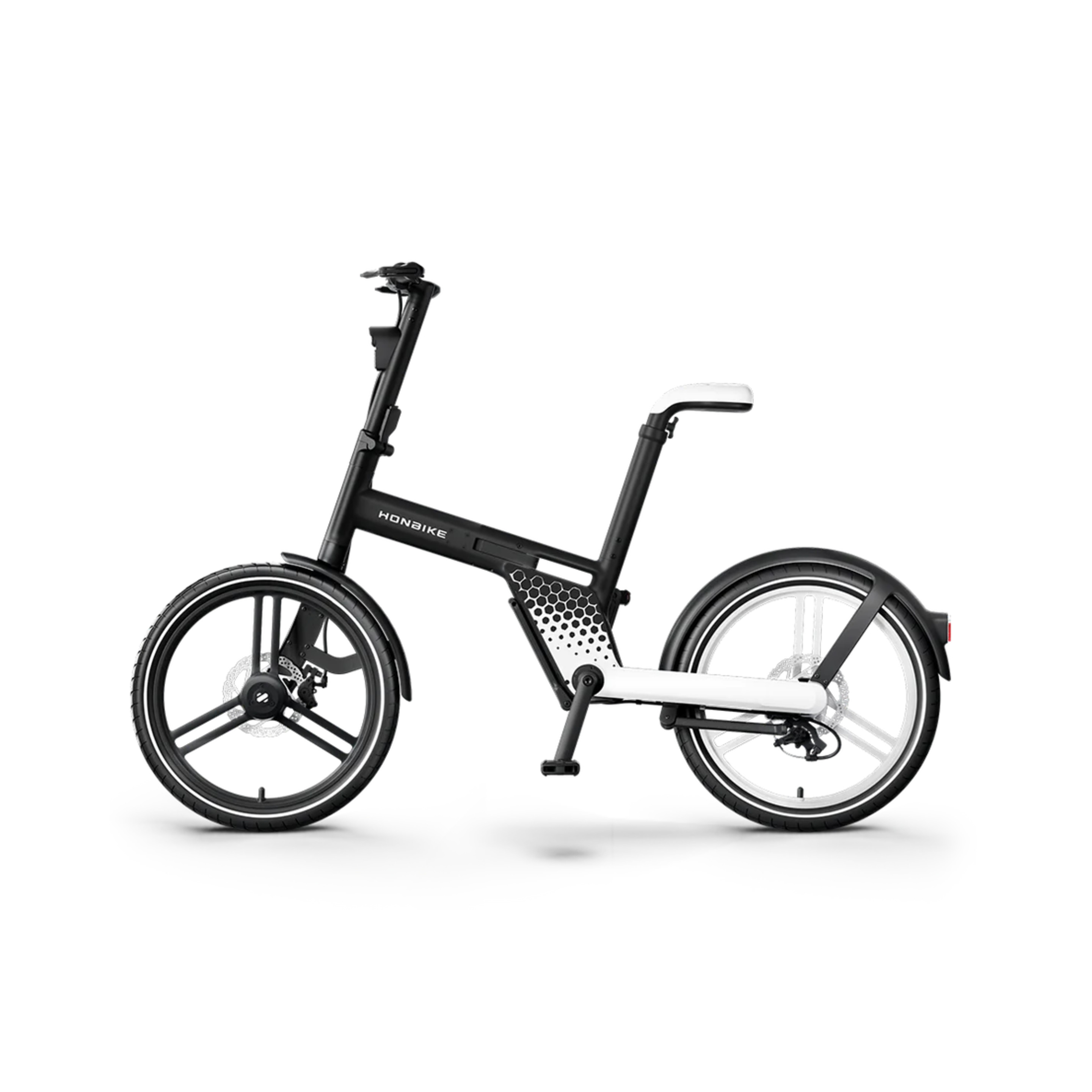 Bicicleta Eléctrica Plegable Honbike Hf01 - Negro/Blanco - Bicicleta Con Batería Extraíble  MKP