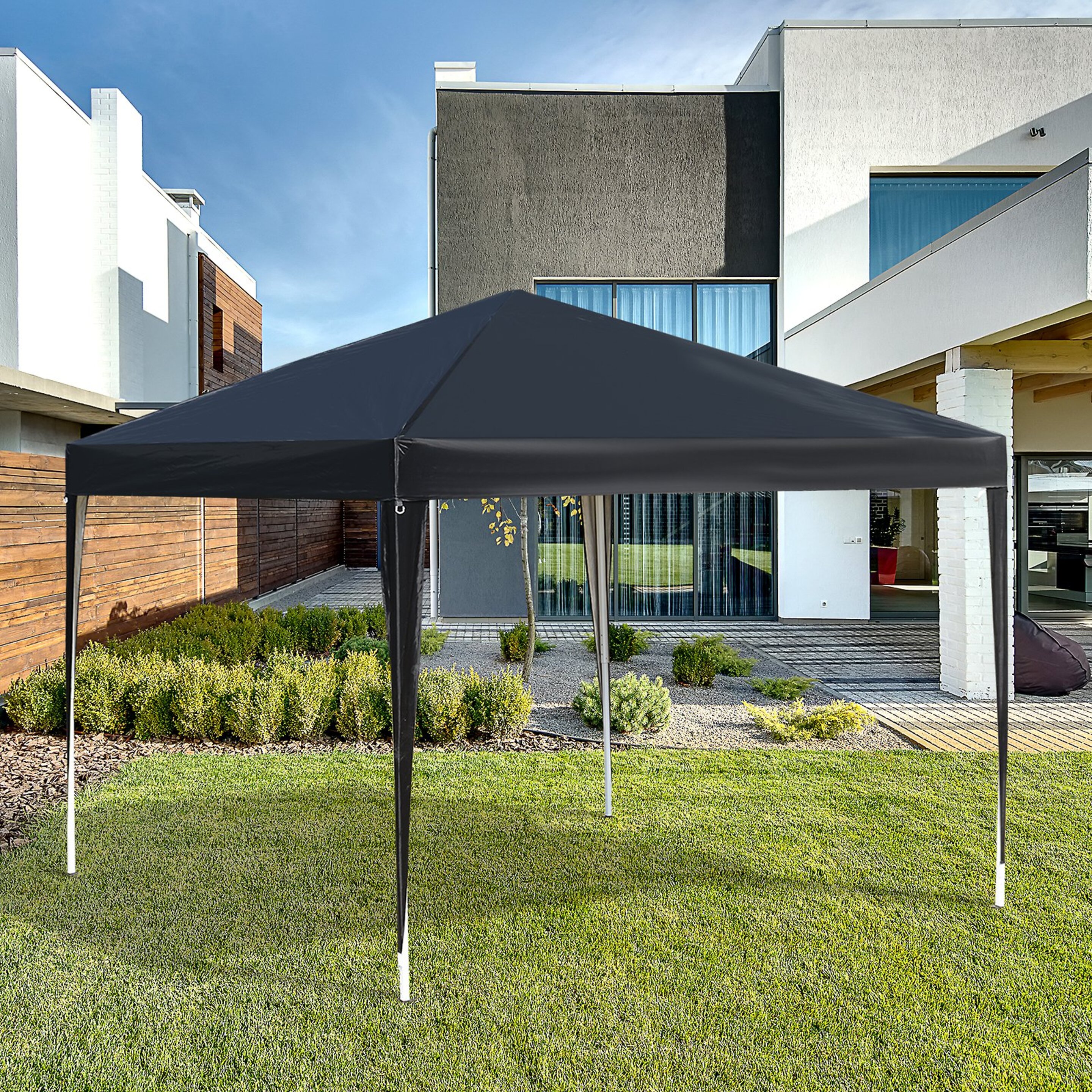 Outsunny Carpa Plegable 3x3m De Jardín Cenador Gazebo Para Patio Fiesta Boda Barbacoa Con Bolsa