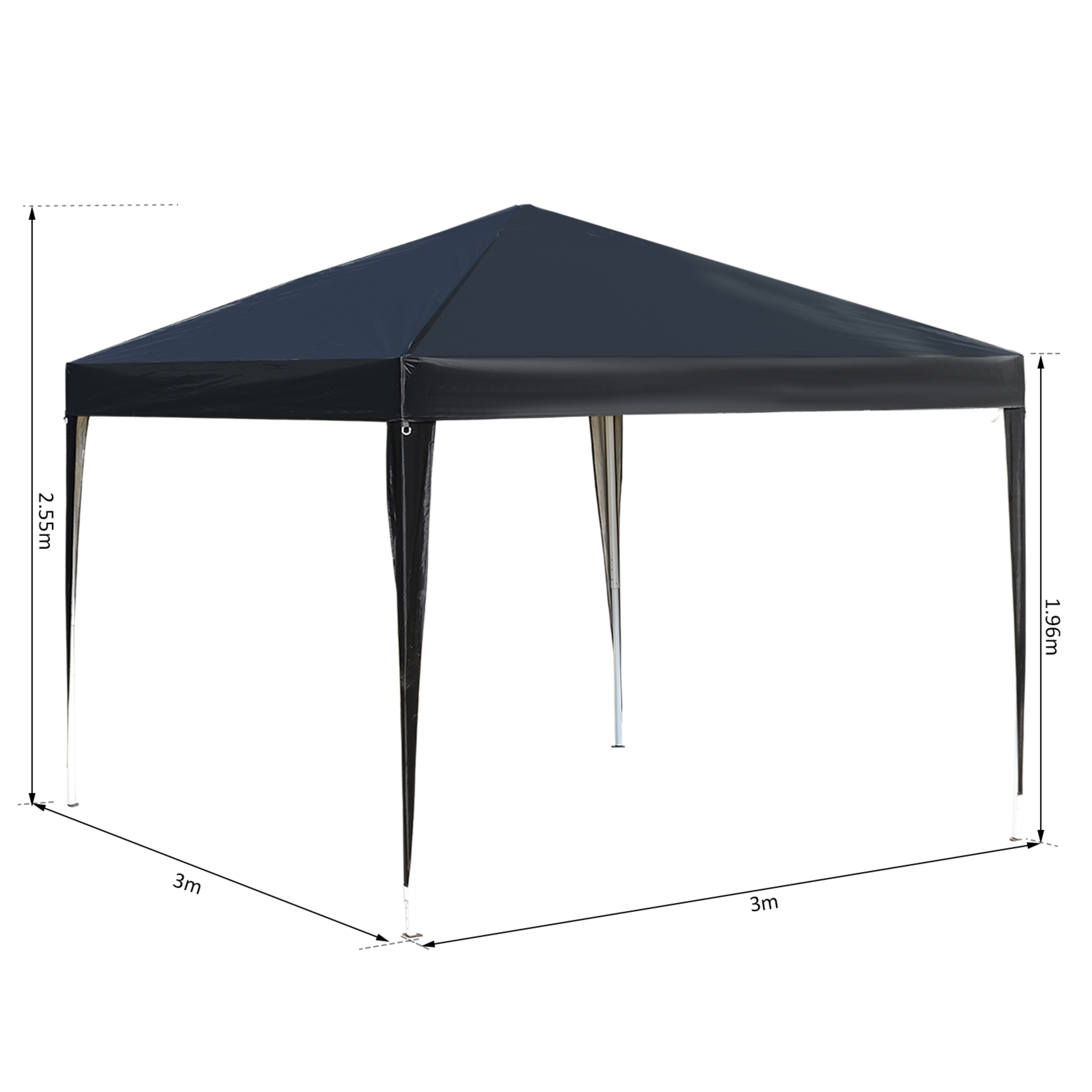 Outsunny Carpa Plegable 3x3m De Jardín Cenador Gazebo Para Patio Fiesta Boda Barbacoa Con Bolsa