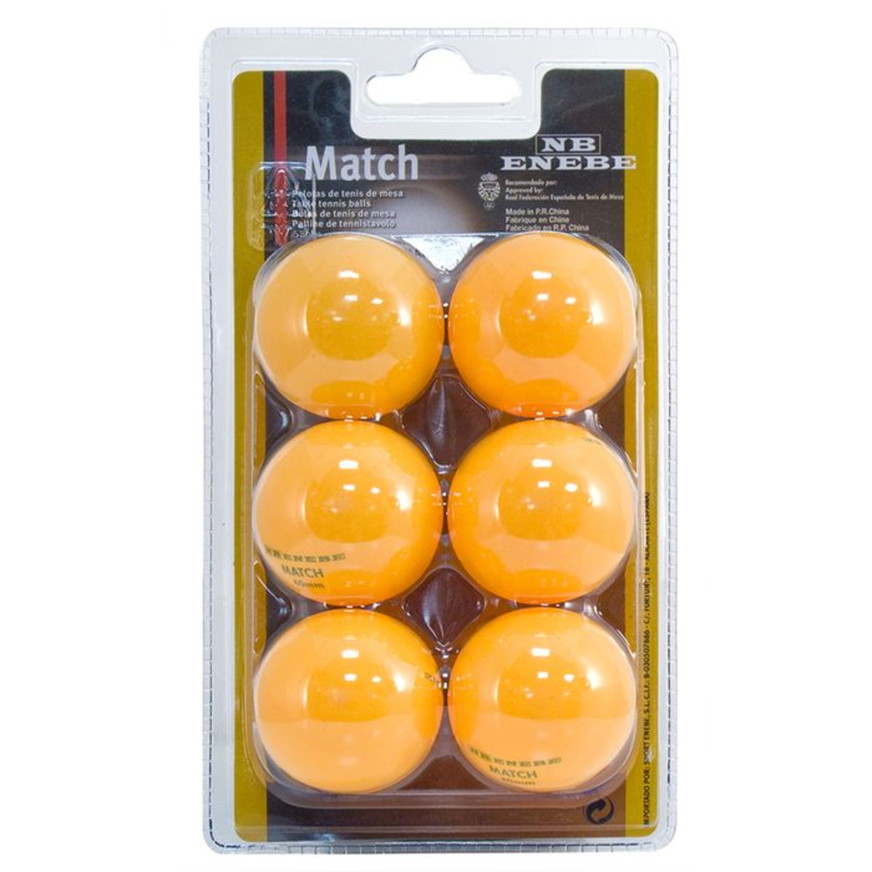 Blister 6 Pel Ping Pong Enebe Match Naranja - negro - 