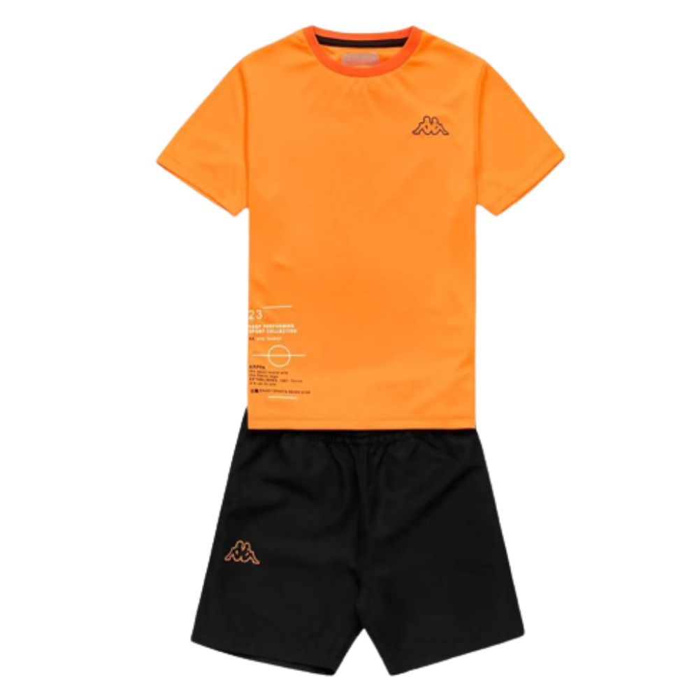 Conjunto T-shirt + Calção Rapaz Kappa Brozolo Kid. Laranja-preto - naranja-negro - 
