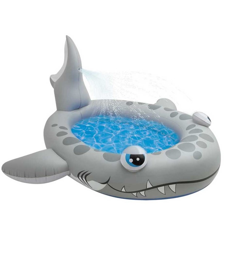 Piscina Hinchable Infantil Con Pulverizador Tiburón Intex - gris - 