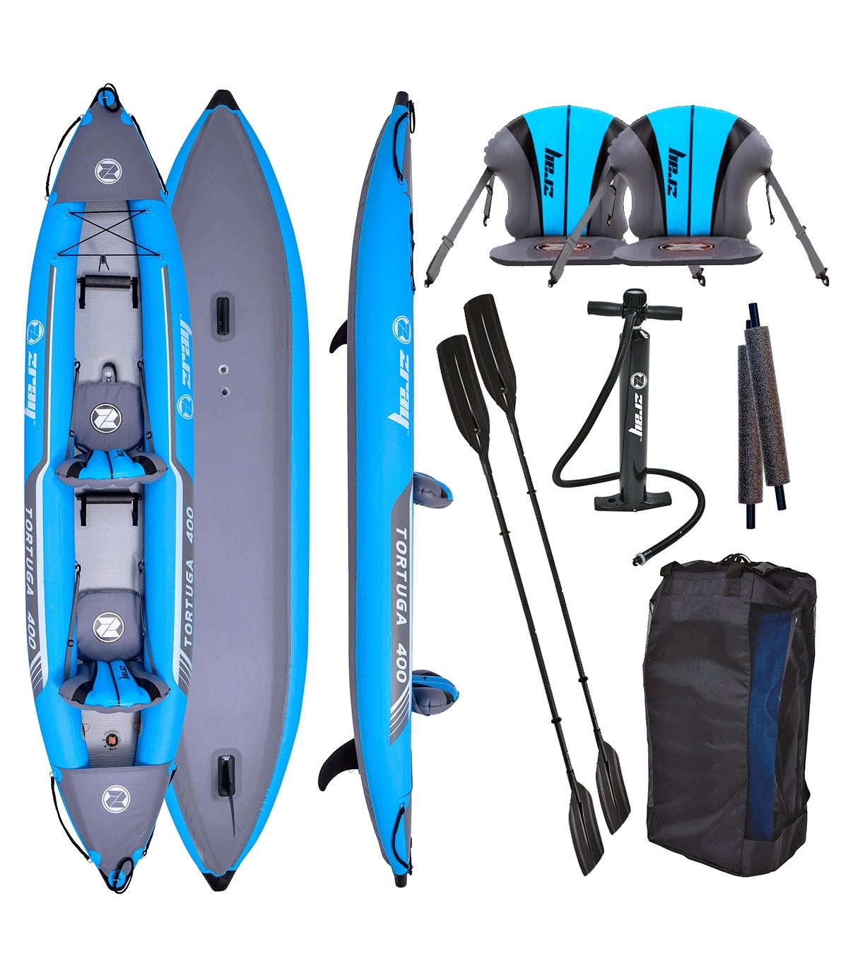 Kayak Doble Hinchable Zray Tortuga 400 Con Suelo Drop-stitch - azul - 