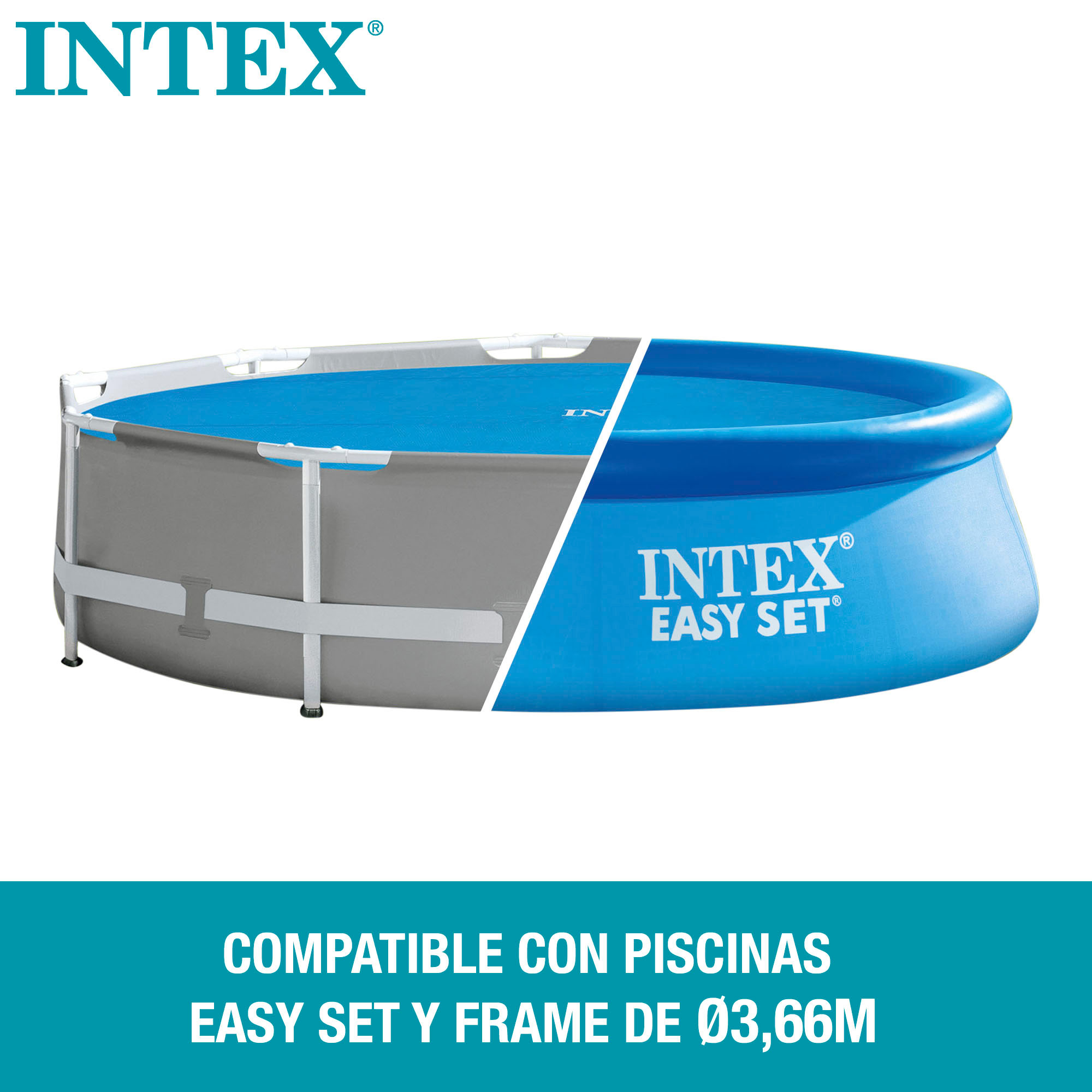 Cobertor Solar Intex Piscinas Easy Set O Metal Frame 366 Cm De Diámetro