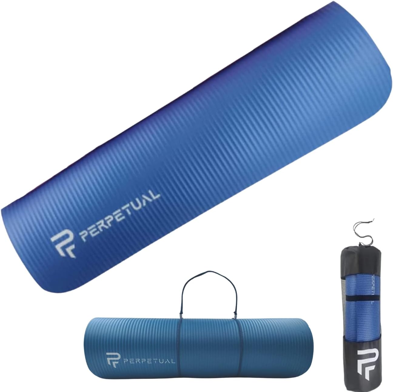 Esterilla De Yoga Y Pilates Antideslizante De 10mm Perpetual Con Correa Y Bolsa De Transporte - azul - 