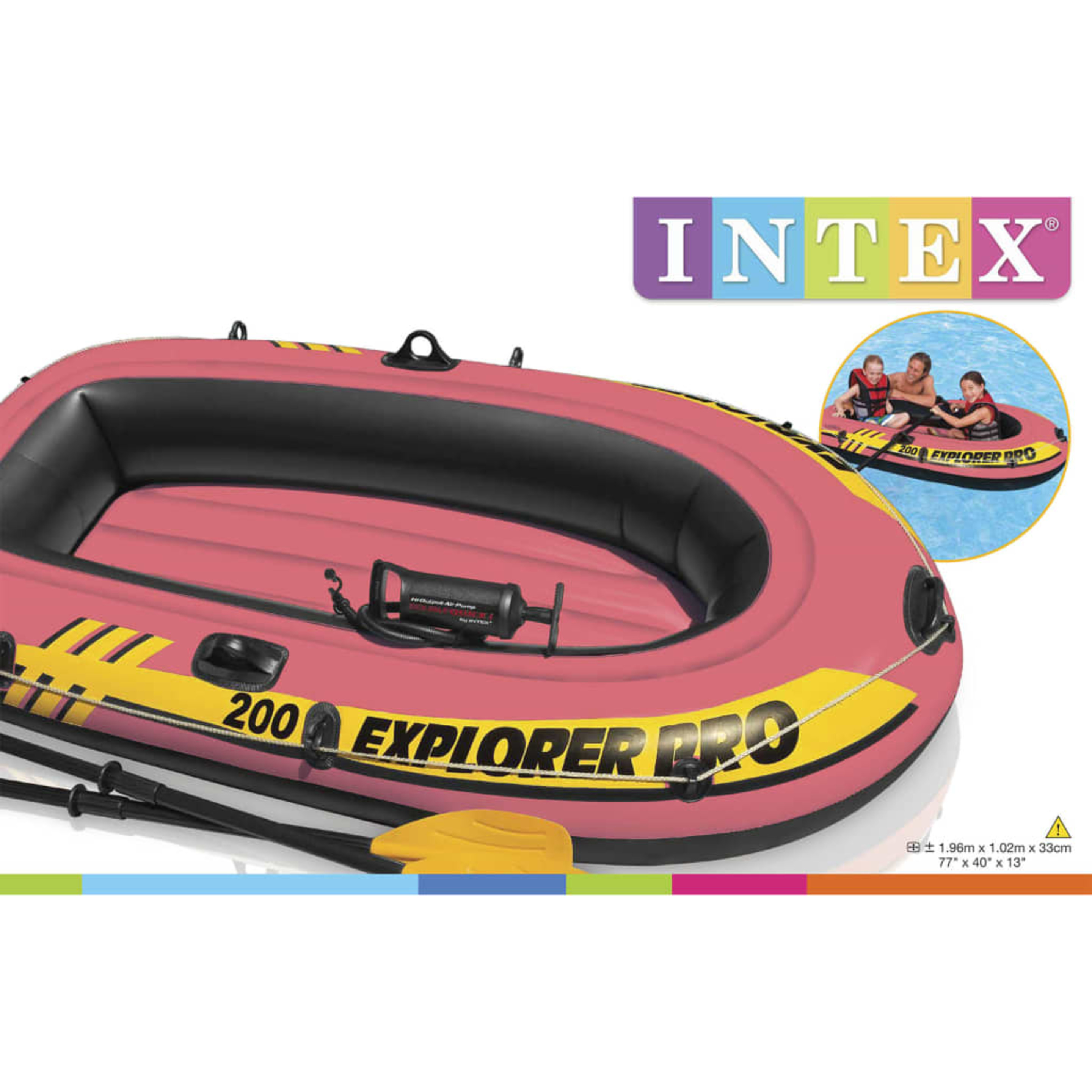 Intex Conjunto Explorer Pro 200 Barco Insuflável C/ Remos E Bomba - naranja - 