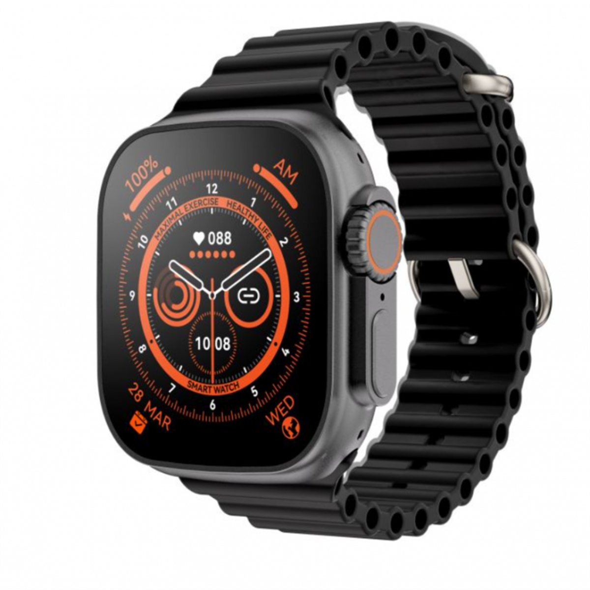 Reloj Inteligente Smartwatch Smartek Sw-ult8 Unisex, Bluetooth, Llamadas, Carga Inalámbrica - negro - 
