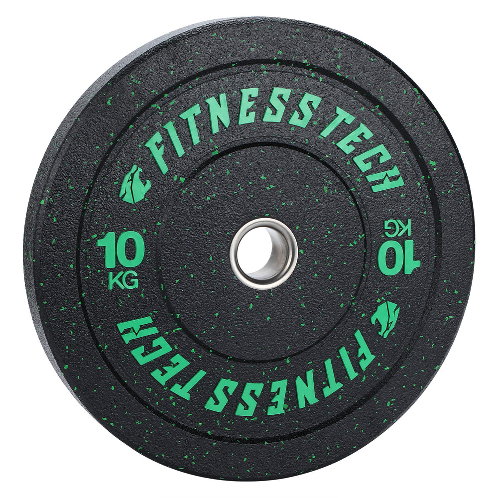 Disco Bumper Plate Hi Temp Musculación Fitness Tech 10kg - negro-verde - 
