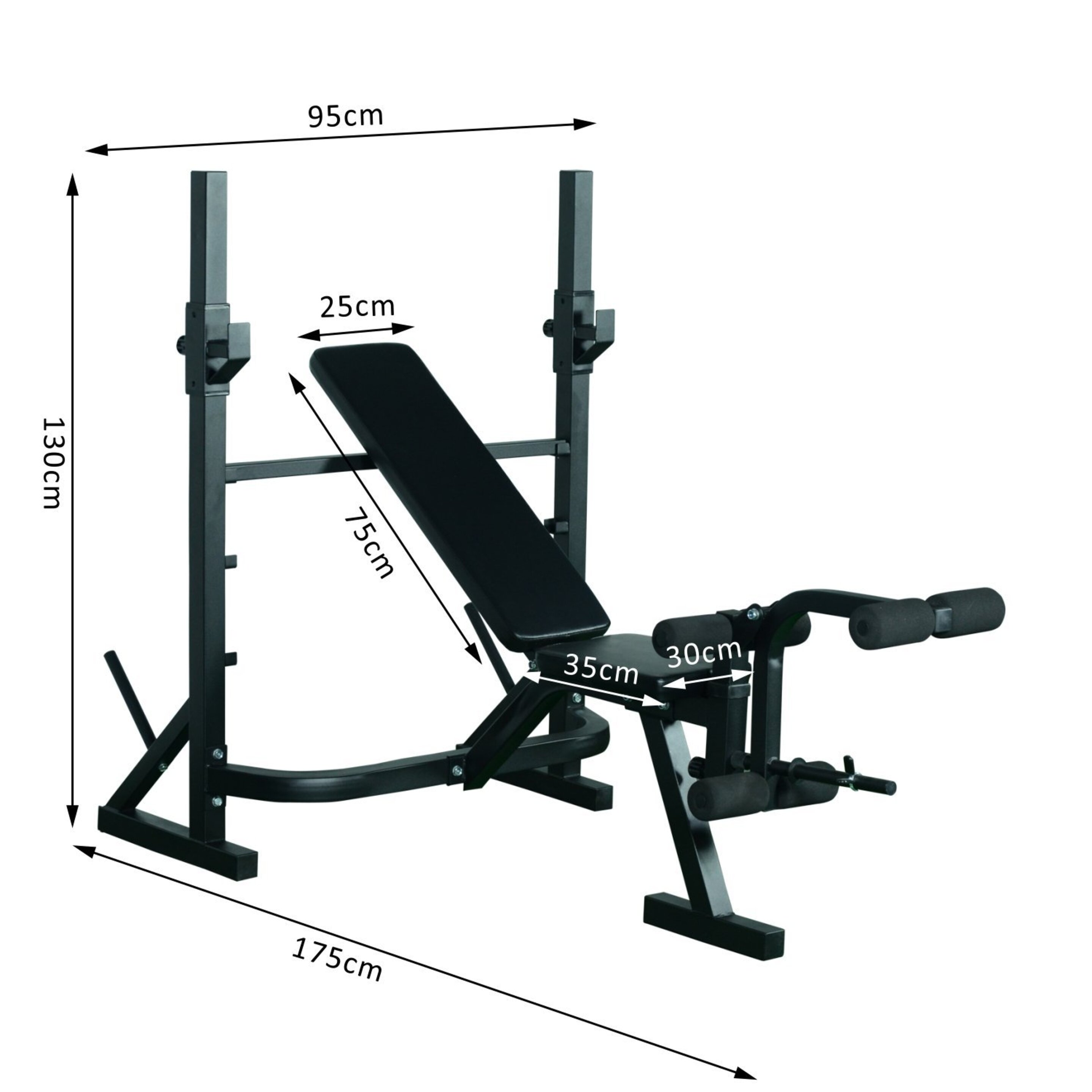 Homcom® Banco De Pesas Entrenamiento De Musculación Fitness Con Respaldo Regulable 175x98x30cm Color