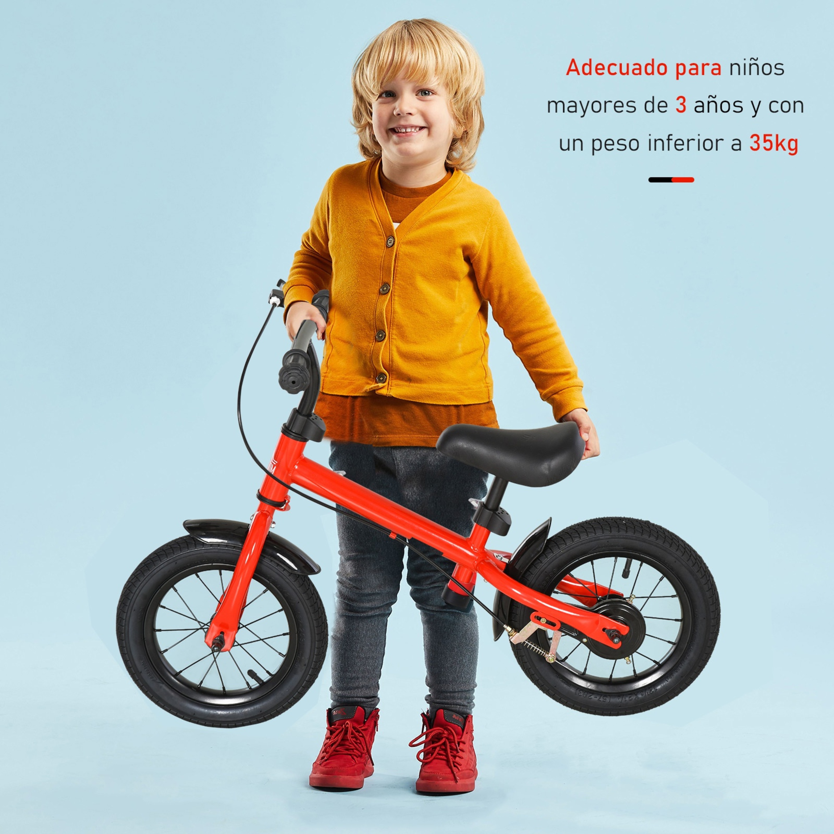 Homcom Bicicleta Sin Pedales Altura Ajustable Con Llantas De Goma Inflables