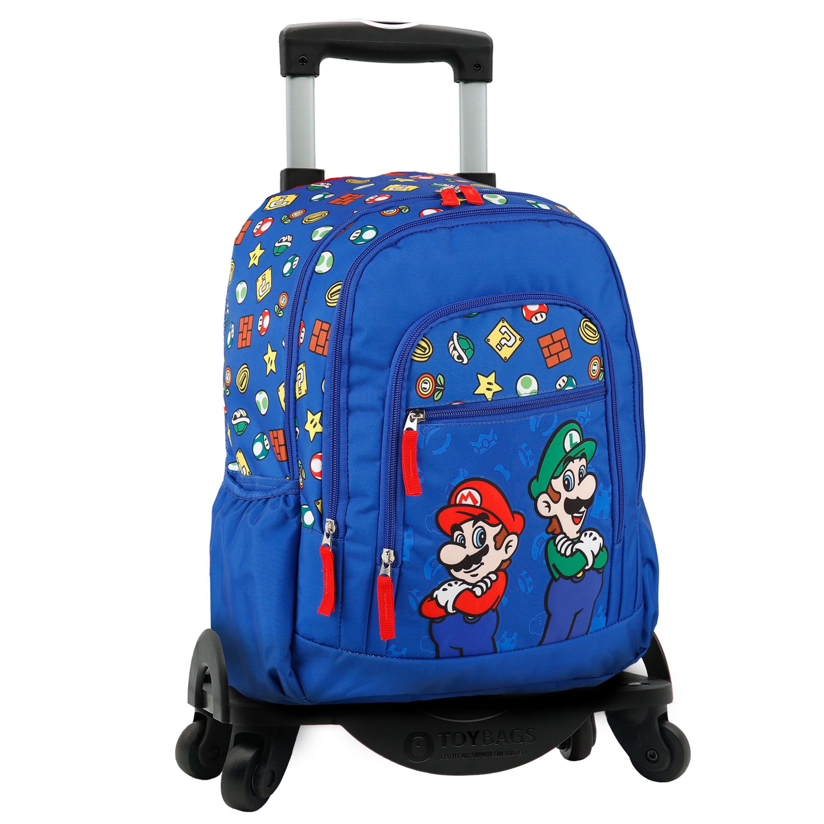 Mochila Supermario Mario Y Luigi  Adaptável Mais Novos Toybags Trolley 4 Rodas 360º