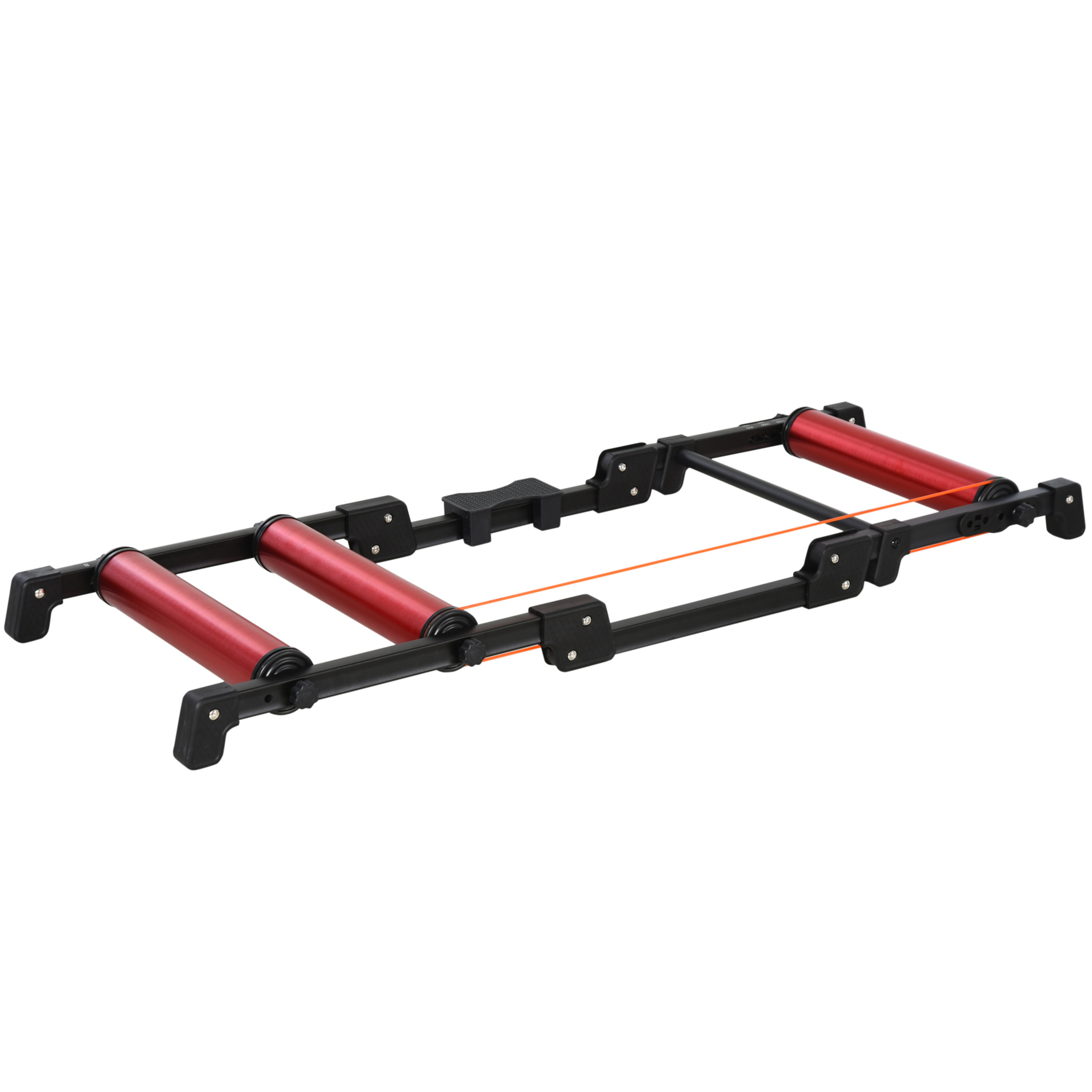 Homcom Rodillo De Entrenador De Bicicleta Plegable Ajustable 146x55x10,5cm Rojo Y Negro