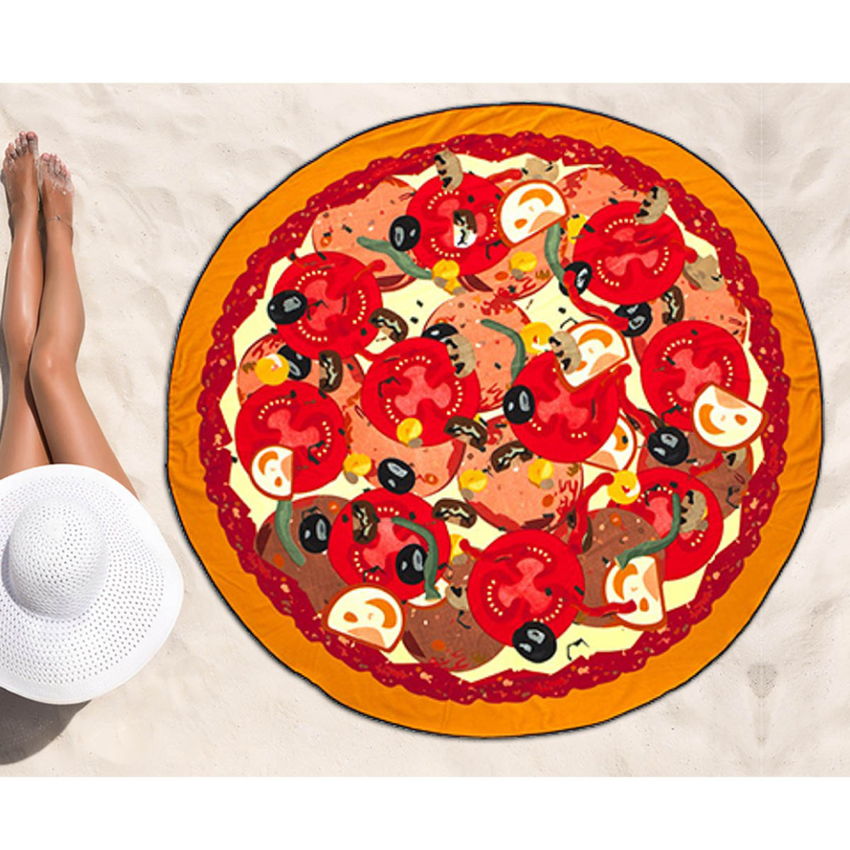 Toalla De Playa Con Forma De Pizza - Multicolor - Toalla De Playa Con Forma De Pizza  MKP