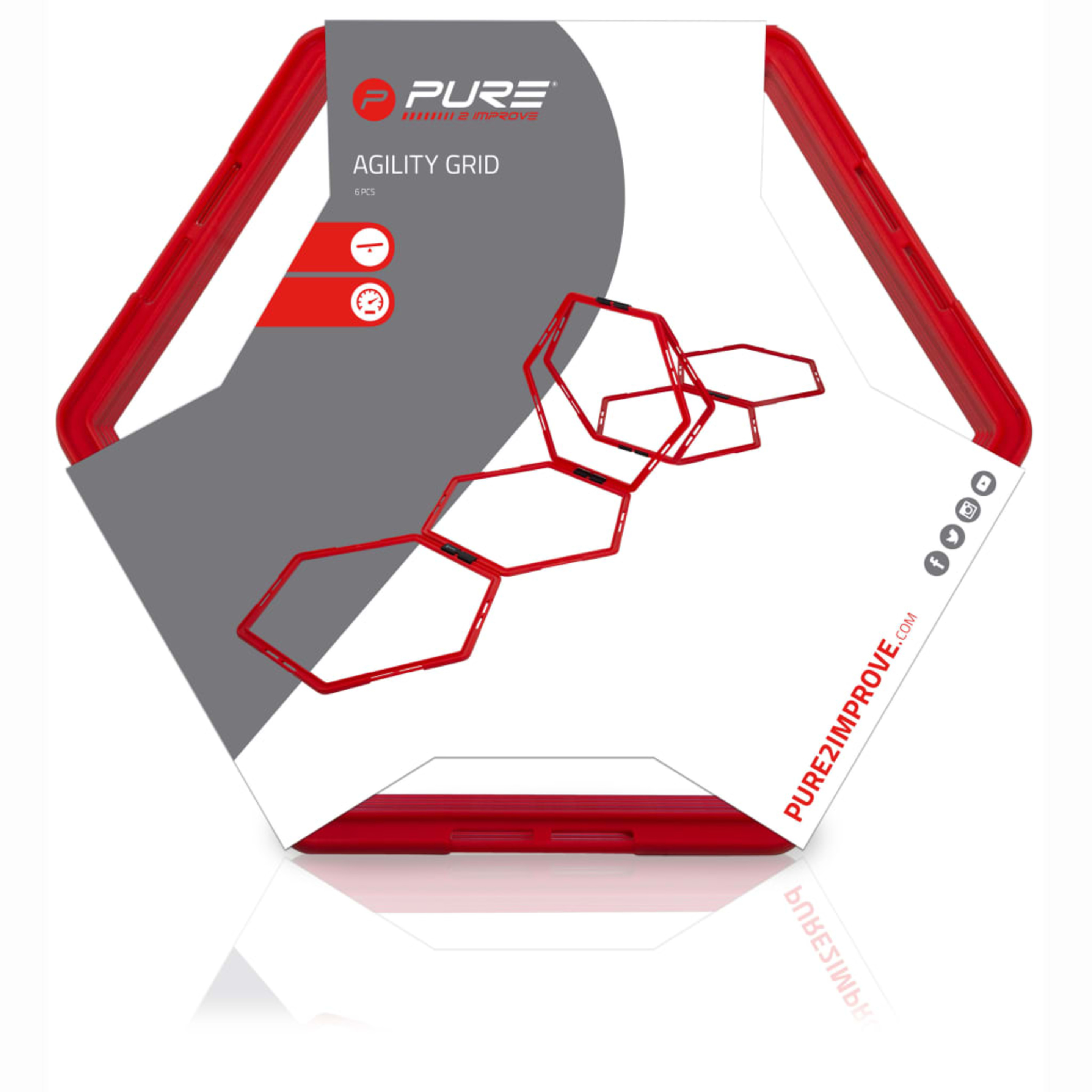 Pure2improve Rejilla De Agilidad Hexagonal 6 Piezas Rojo