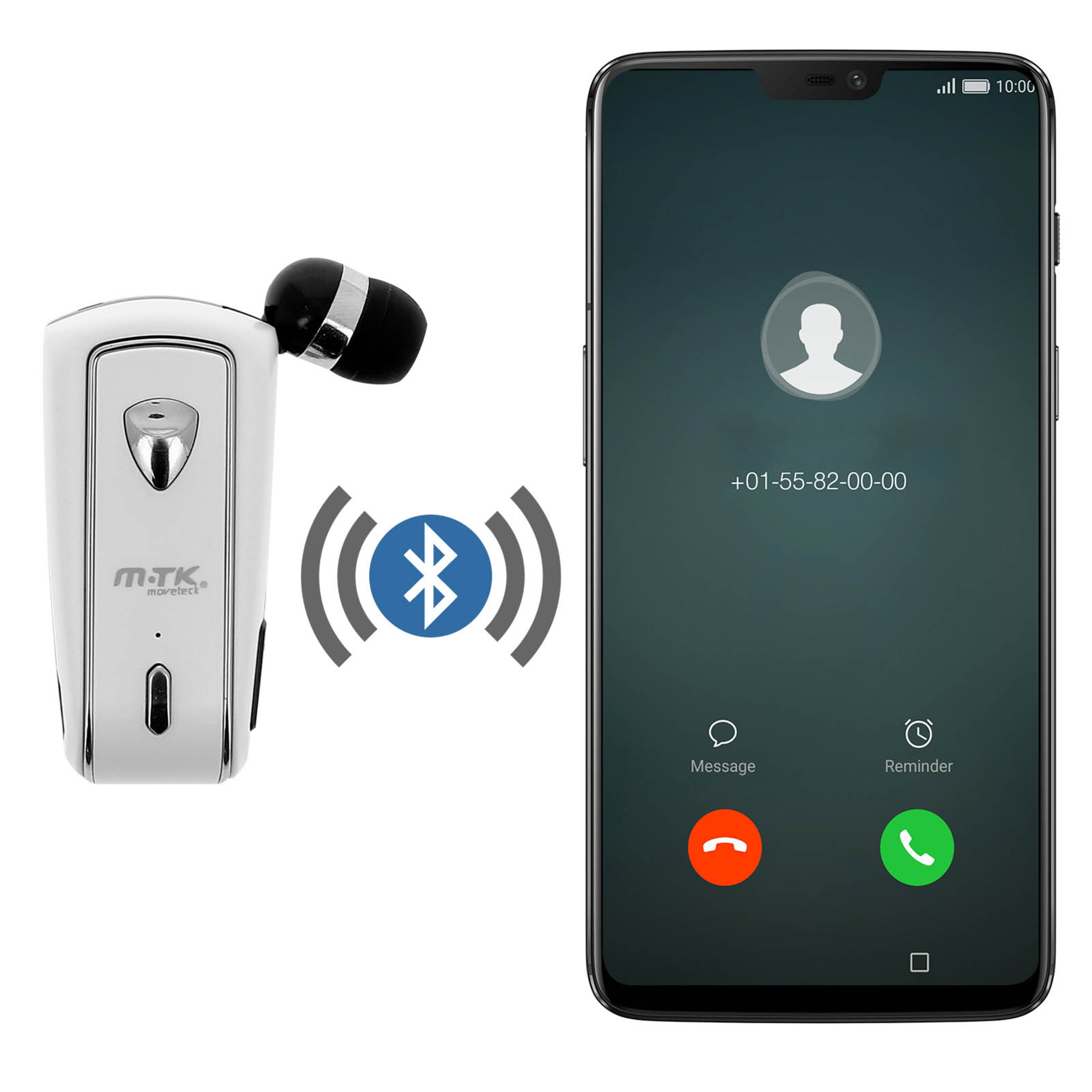 Pinganillo Bluetooth Smartphone Botón Multifunción Mtk