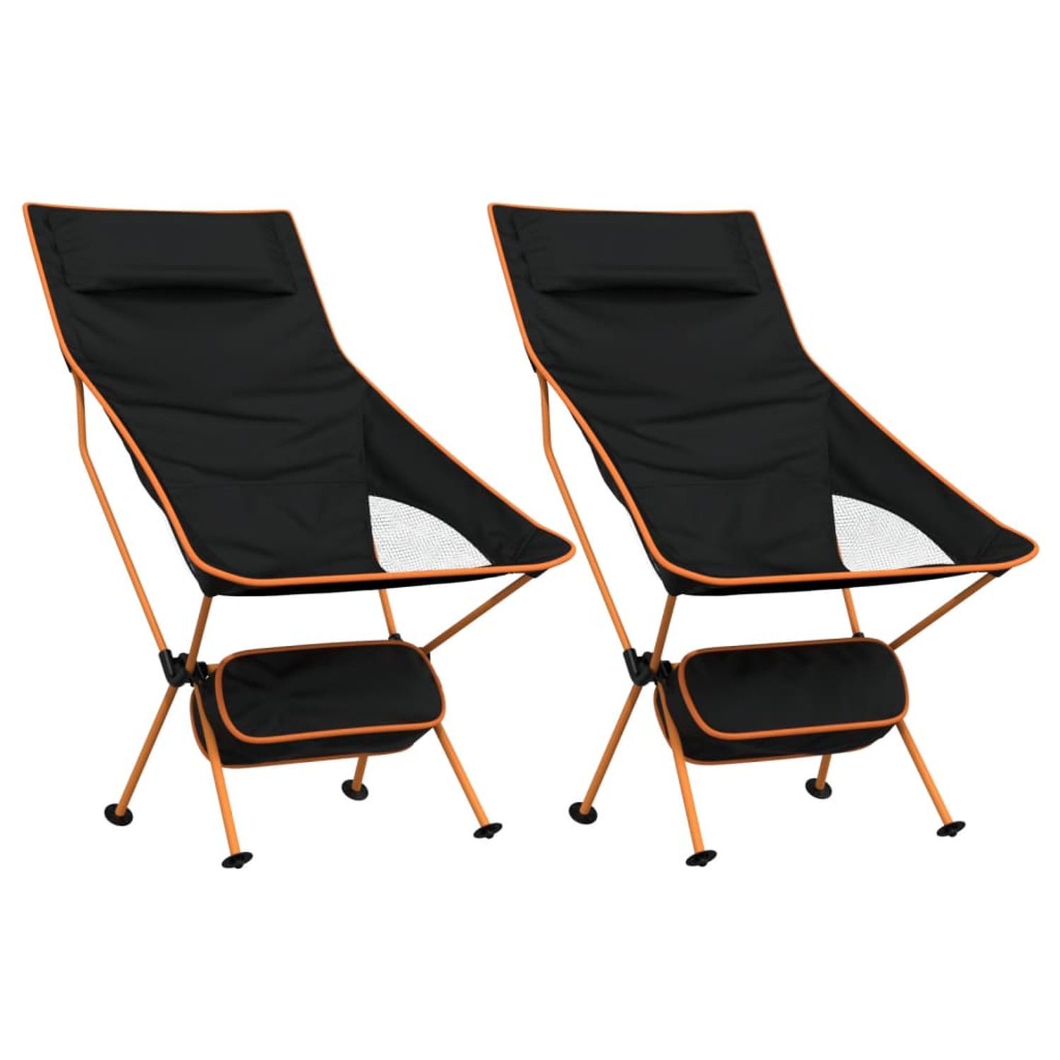 Sillas De Camping Plegables 2 Uds Tela Oxford Y Aluminio Vidaxl - negro-naranja - 