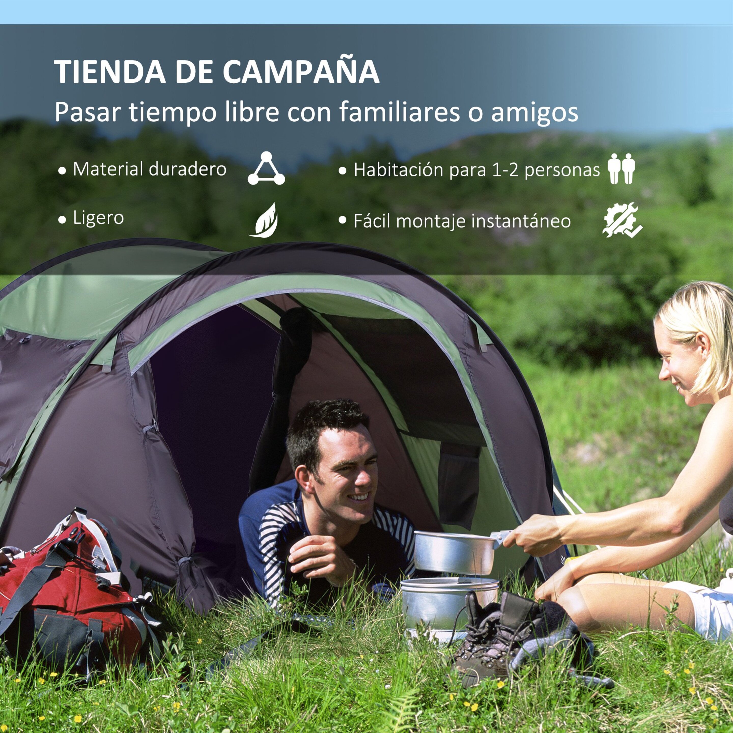 Tienda De Campaña Outsunny Para 2 Personas