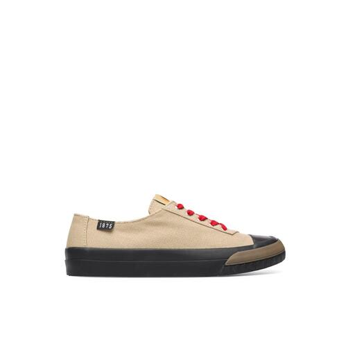 Zapatillas De Lona De Mujer Camper En Color Beige Con Cordones En Contraste