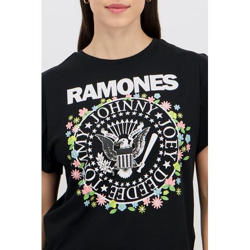 Camiseta Ramones Negro Manga Corta Mujer Sprinter