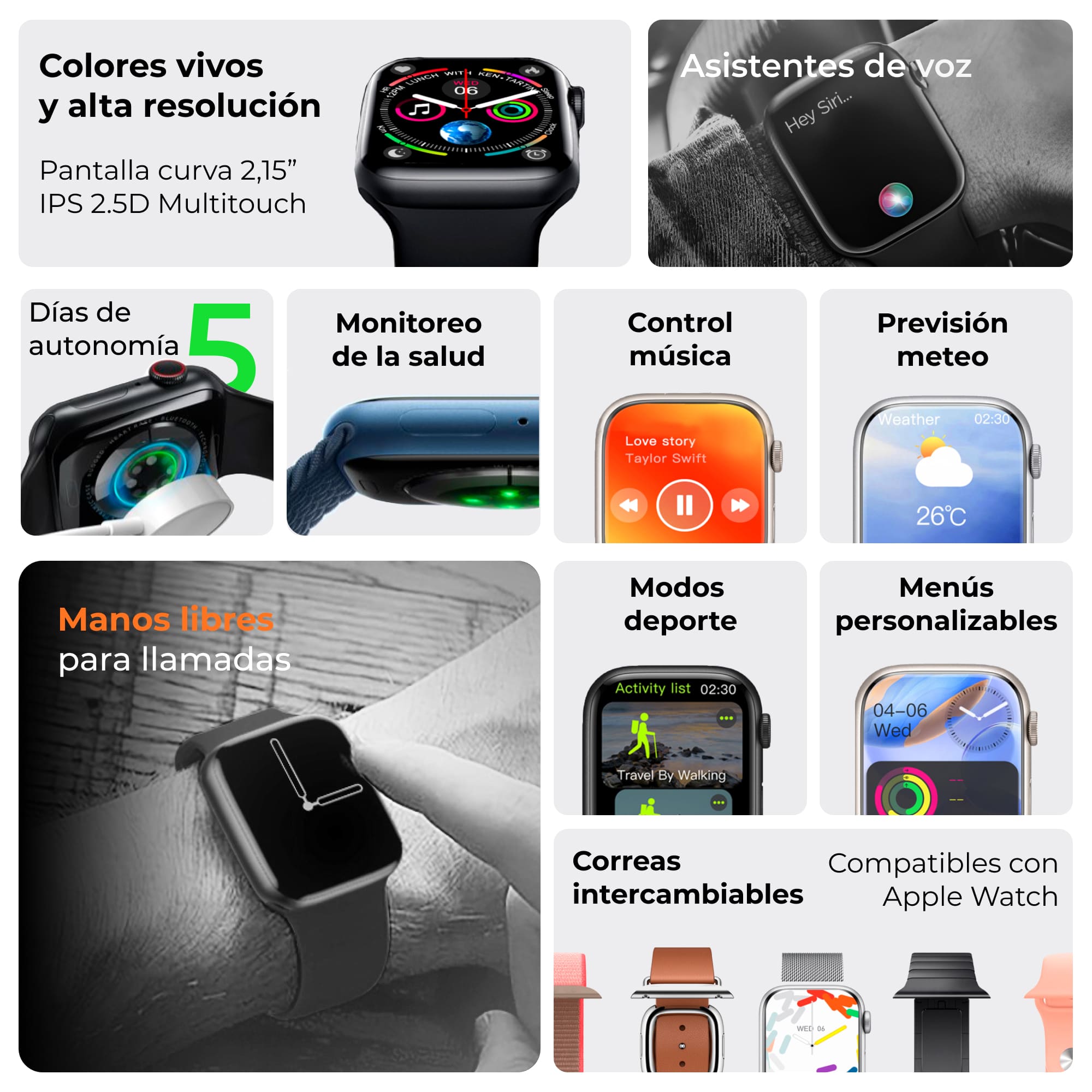 Correa intercambiable de silicona compatible con Apple Watch 42/44