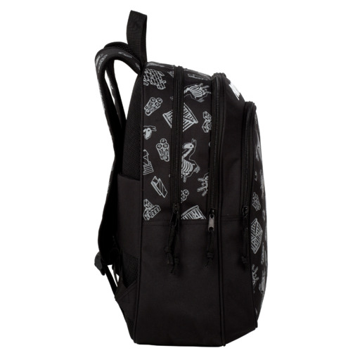 Mochila Escolar Fortnite Dark Black Doblecompartimento Adaptable A