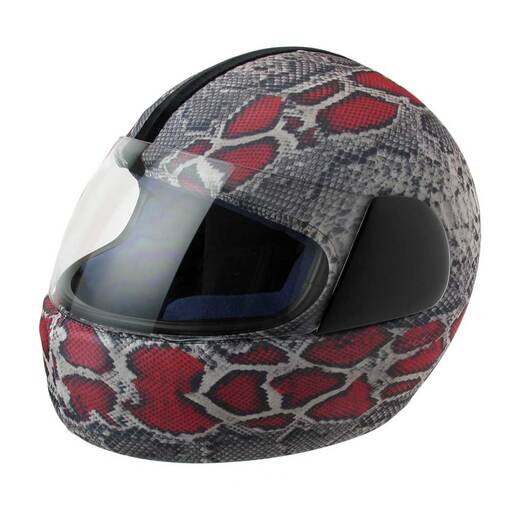 Funda Casco Integral Moto Serpiente Pitón - Gris/Rojo - Helmet Dress