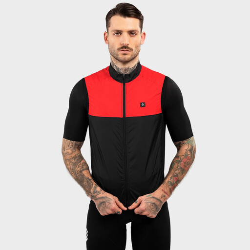 Chaleco Cortavientos Ciclismo Siroko V1 Richmond Negro Rojo