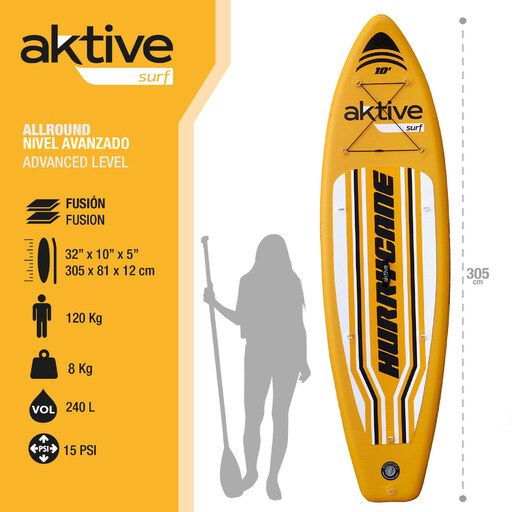 Tabla De Paddle Surf Hinchable Tiky-x 280 X 76 X 10cm - Amarillo/Verde